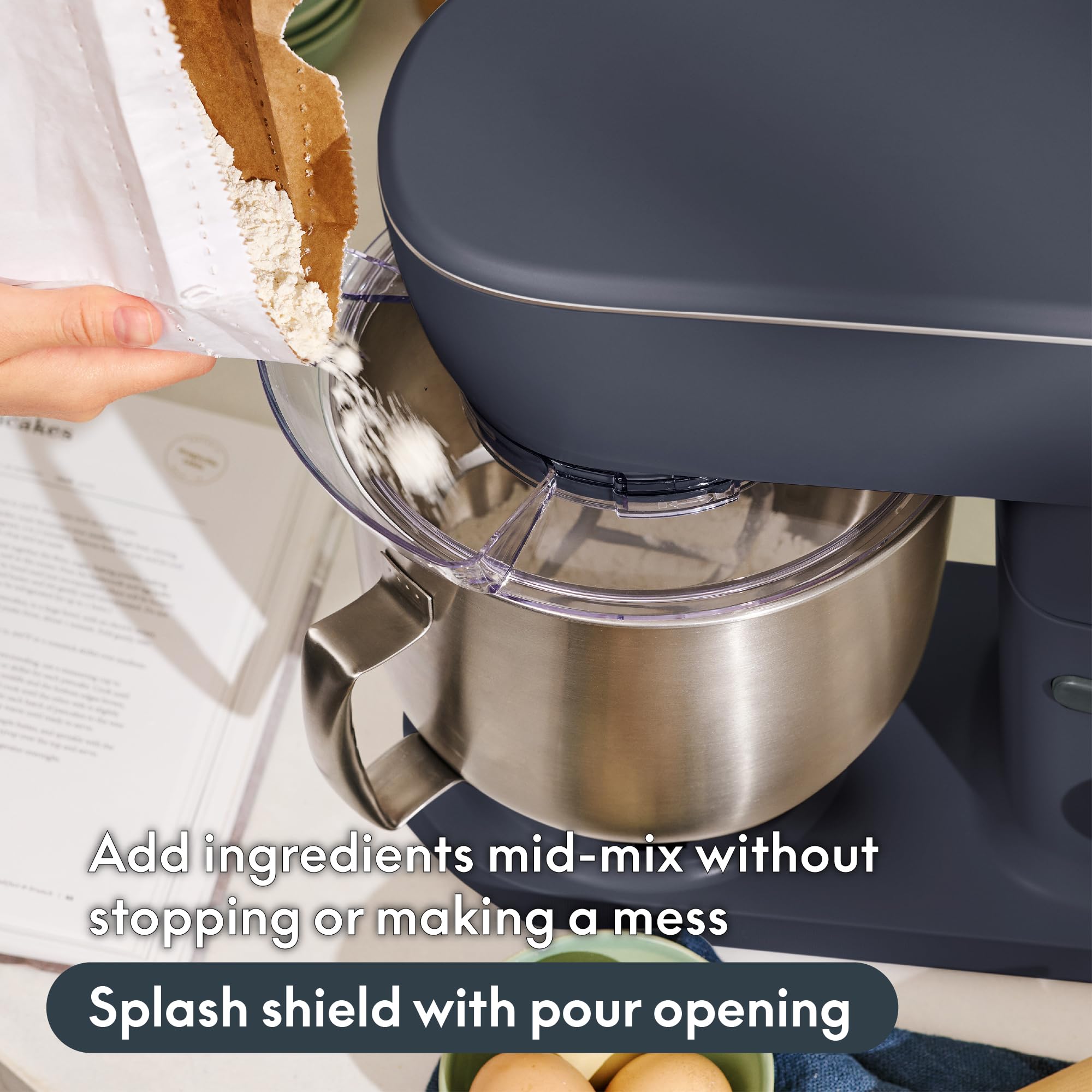 bella STIR 5.3Qt Tilt-Head Stand Mixer, 12-Speed Countertop Mixer, Denim view 6