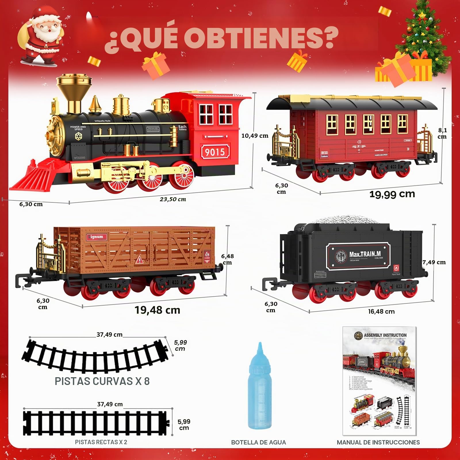 Hot Bee Tren Navidad Electrico Juguete Niños, Tren Arbol de Navidad, Regalo 3 4 5 6 7 8 9 Años, Juguete Niños 3-9 Años
