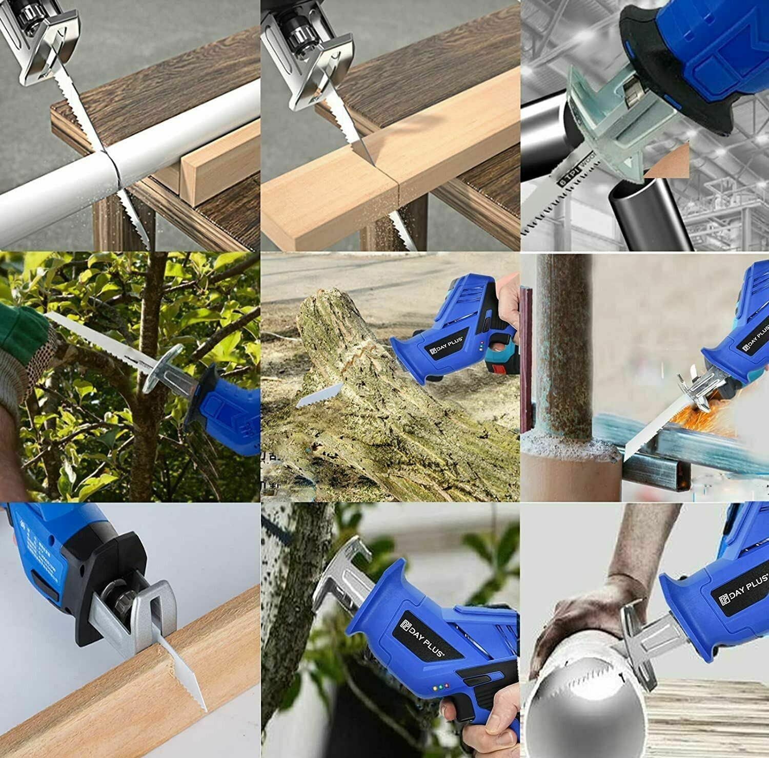 Sierra de sable sin escobillas de 21 V Max con 2 baterías y cargador, sierra de reciprosäge eléctrica con 4 hojas de sierra para metal/madera/PVC, longitud de carrera de 22 mm, sierra de sable
