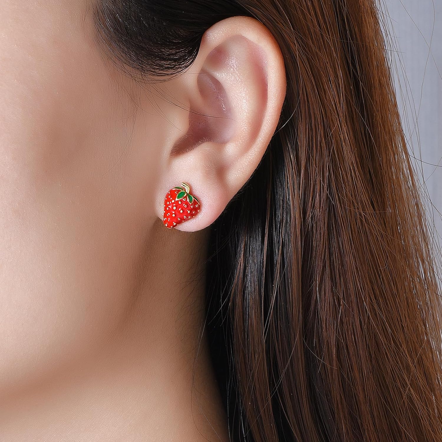 Strawberry Earrings for Women Strawberry Stud Earrings Girls Fruit Earrings Jewelry Gifts Granddaughter Daughter Niece - Image 2