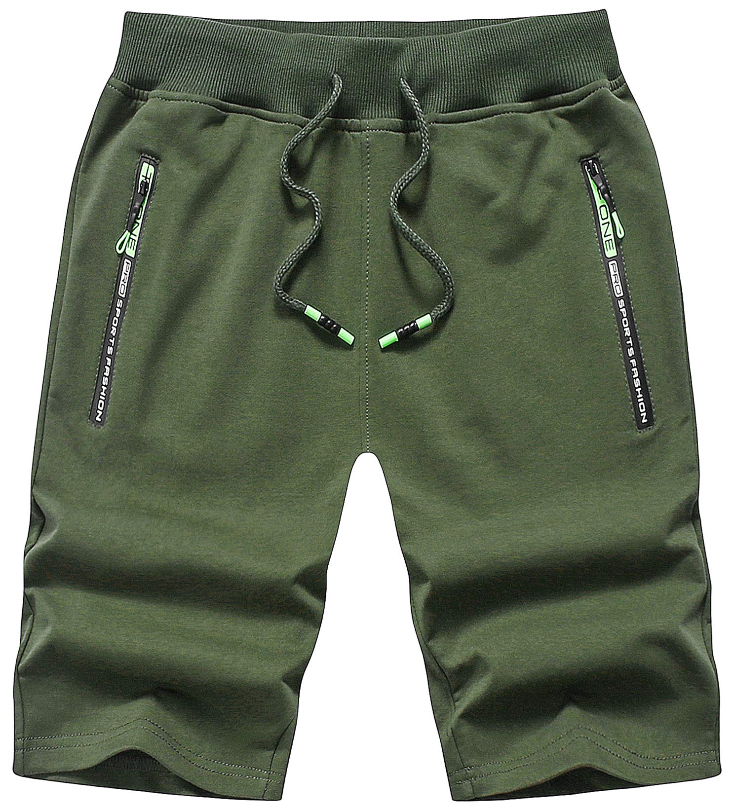 CREATMO US Men's Shorts Zipper Pocket Elastic Waist Stretch Summer Casual Beach