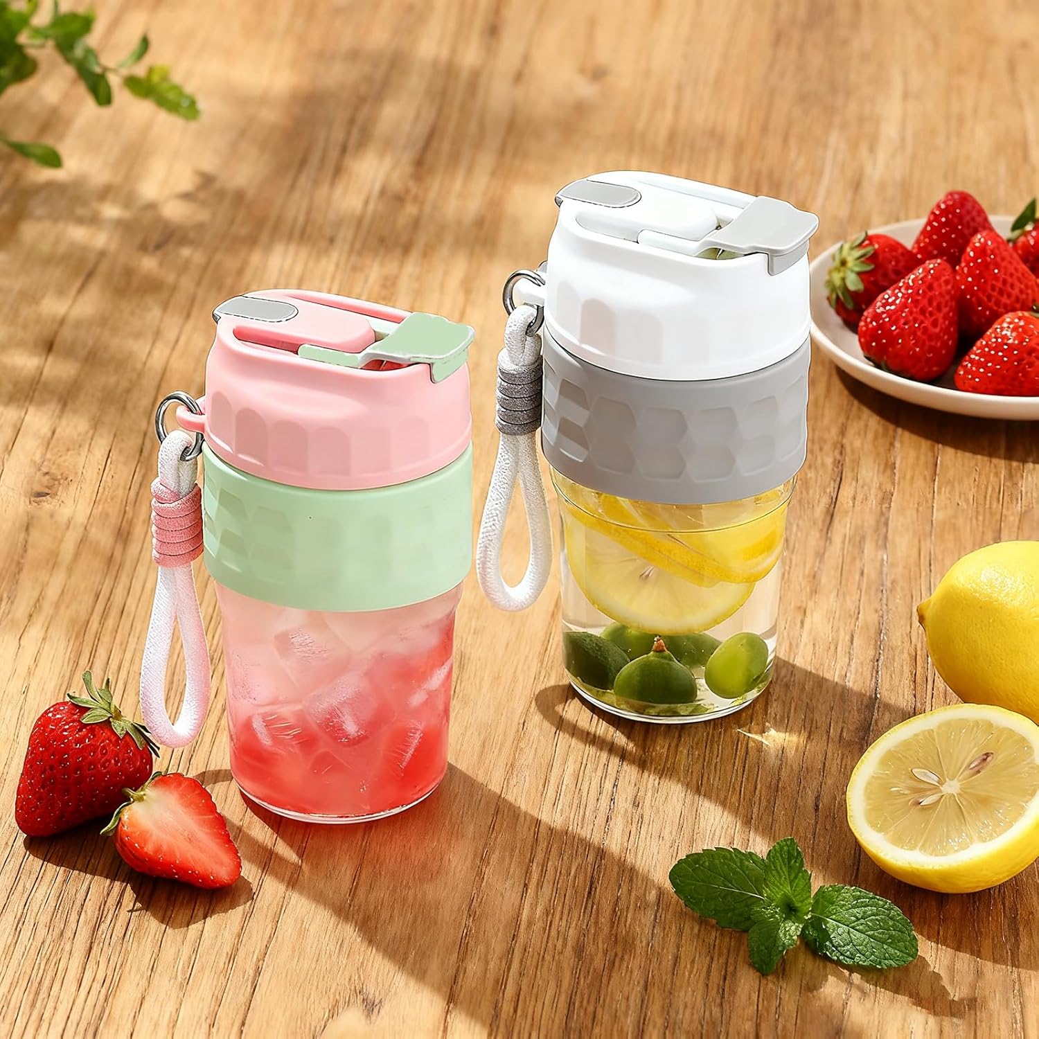 Portable Glass Bottle with Magnetic Infuser, 17.6OZ Water Cup with Removable Carry Strap & Insulation Sleeve, Leak-Proof Design, One Button Brewing for Loose Leaf Tea, Great Gift Idea for Women(Pink) - Image 9