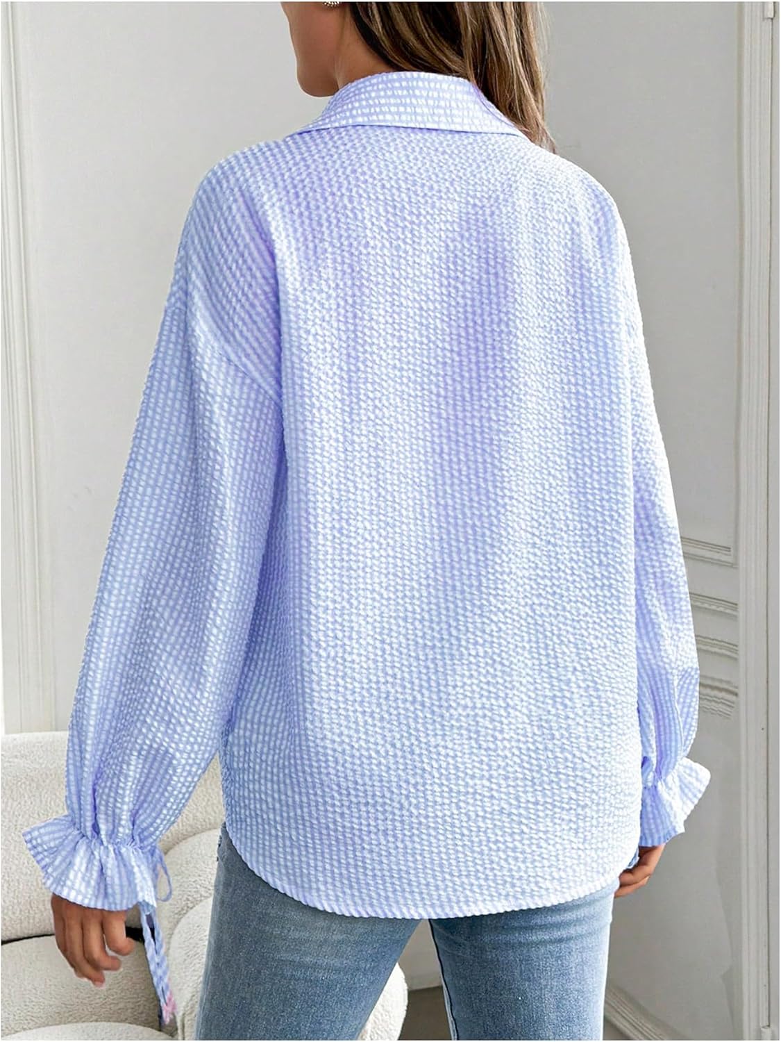 MakeMeChic Women's Maternity Blouse Spring Striped Long Sleeve Pregnancy Button Down Shirts - Image 3