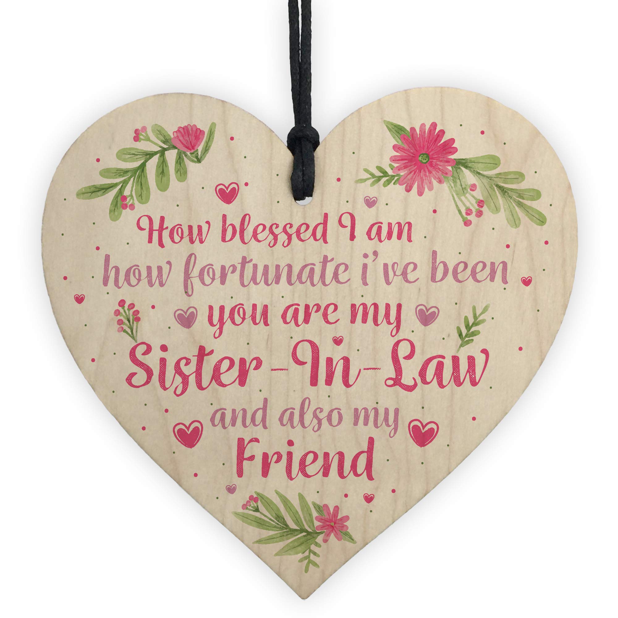 Red Ocean Multicolor Handmade Sister In Law Gift Wooden Heart Chic Plaque Keepsake Birthday Gift Thank You Family