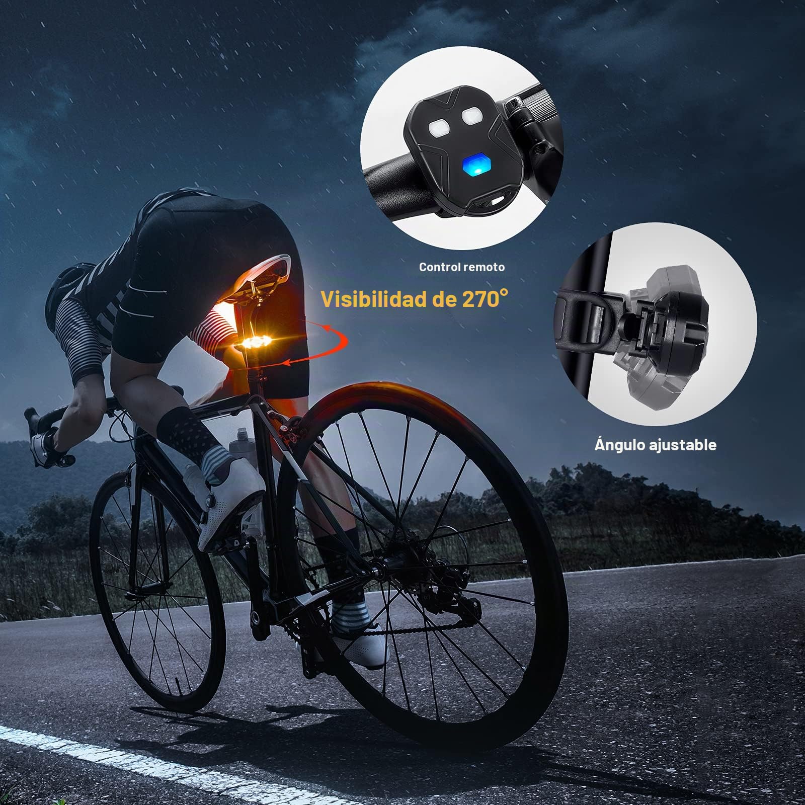Luz trasera inalámbrica para bicicleta con intermitentes, mando USB, impermeable, ultrabrillante