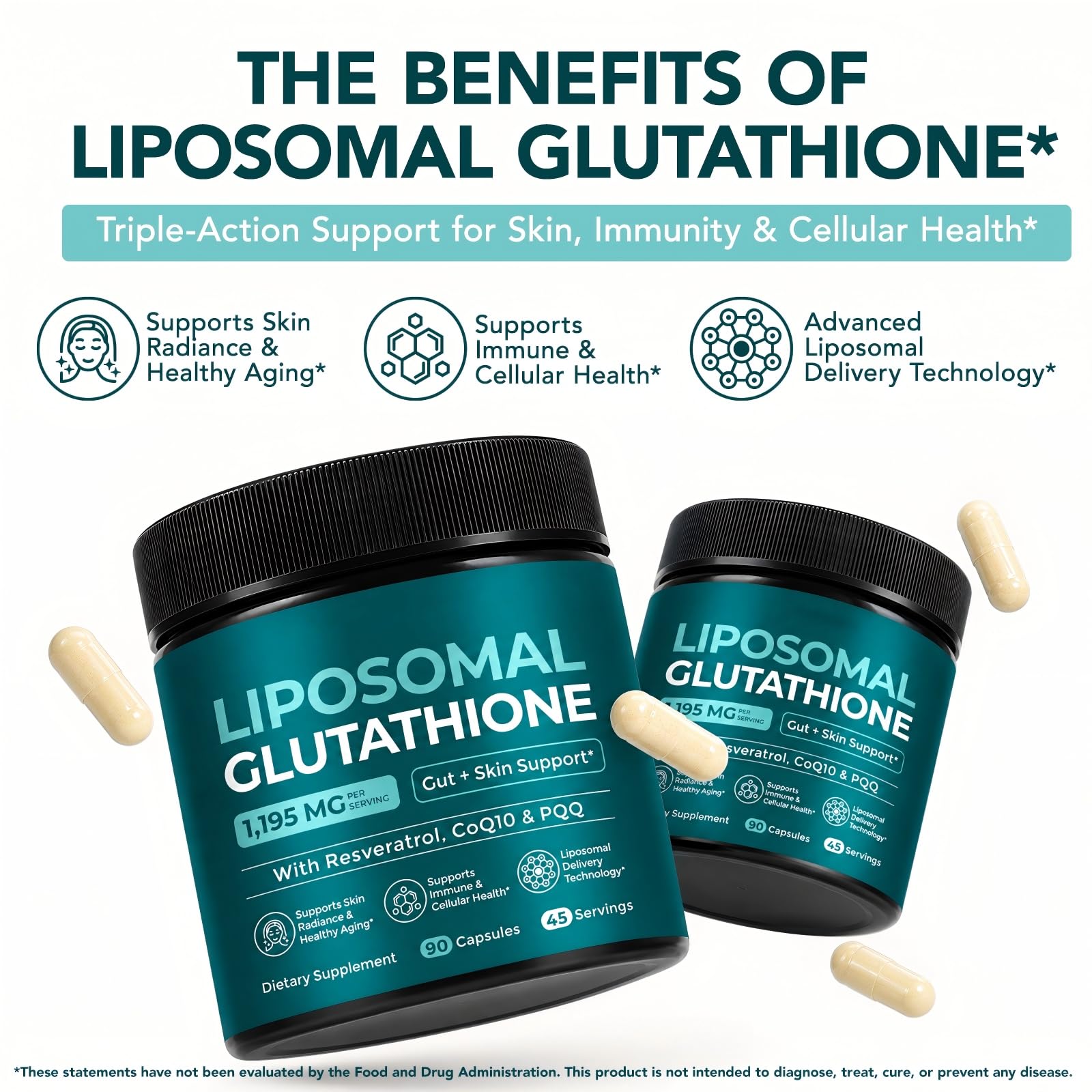 Liposomal Glutathione with Resveratrol, CoQ10, PQQ, Vitamin C, B2, Selenium — Amazon image 4