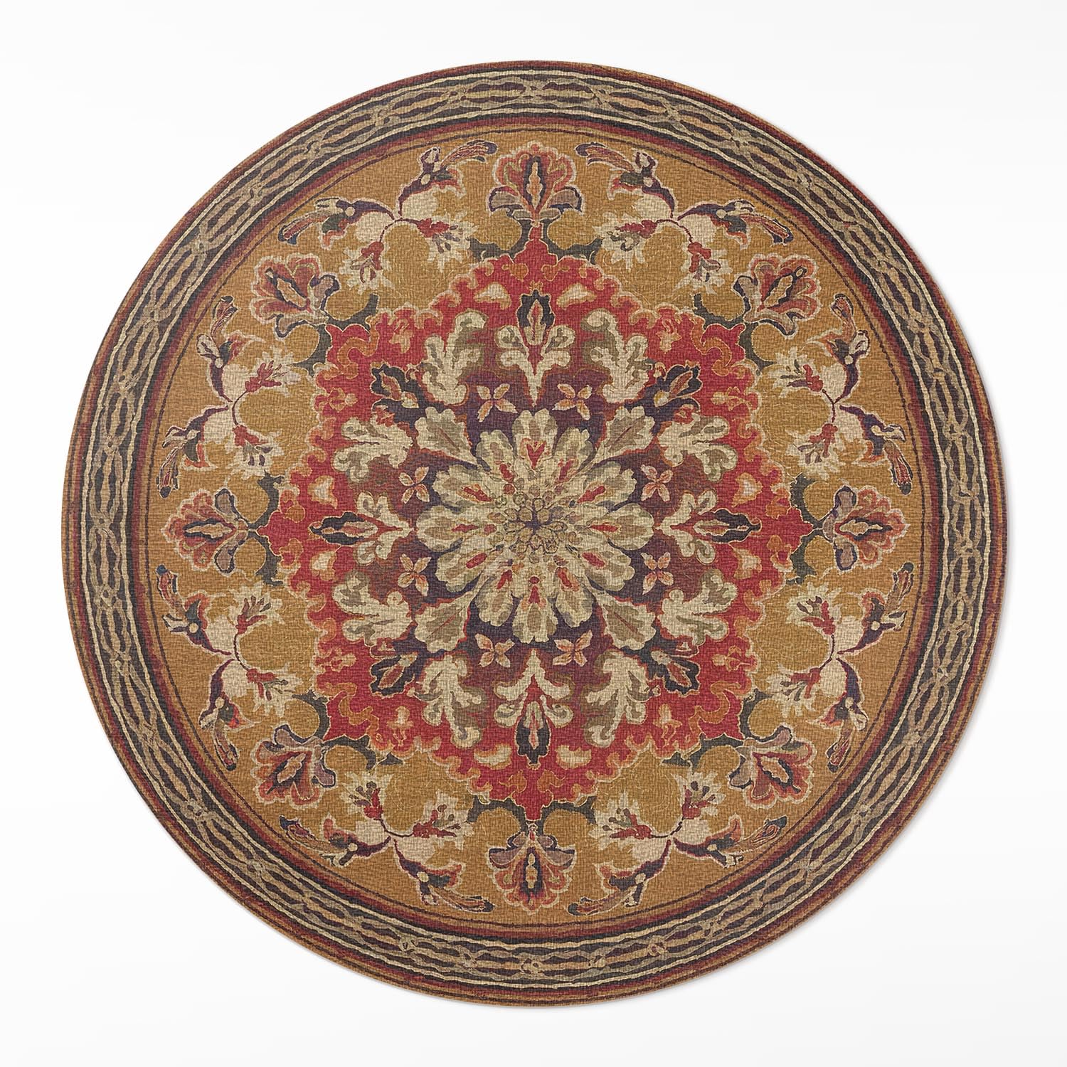 Tapis de sol vinyle fleurs anciennes élégant rond 80 cm