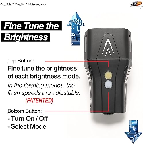 Miniatura 4 de Cygolite Ranger - Luz de bicicleta de resistencia de 1,800 lúmenes, tiempo de funcionamiento ultra alto, 9 modos de luz, brillo ajustable fino,