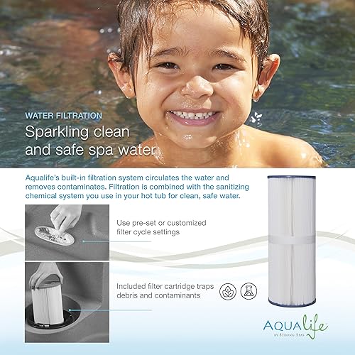 Miniatura 7 de Bañera de Hidromasaje Interior y Exterior de 6 Personas Inland, Spa Plug & Play, 24 Chorros, Sistema de Iluminación LED, Cubierta Aislada para Spa,