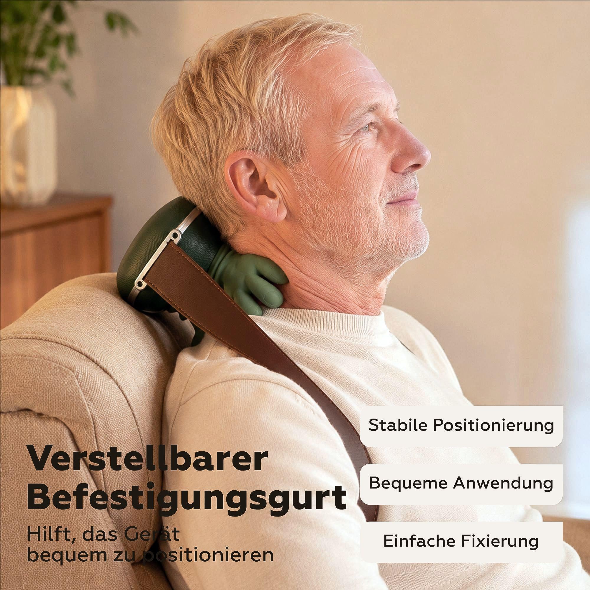 Nackenmassagegerät mit Wärme, 4D-Knetmassage, 3 Intensitäten, 2 Heizstufen, kabelloses Massagegerät für Nacken und Schultern