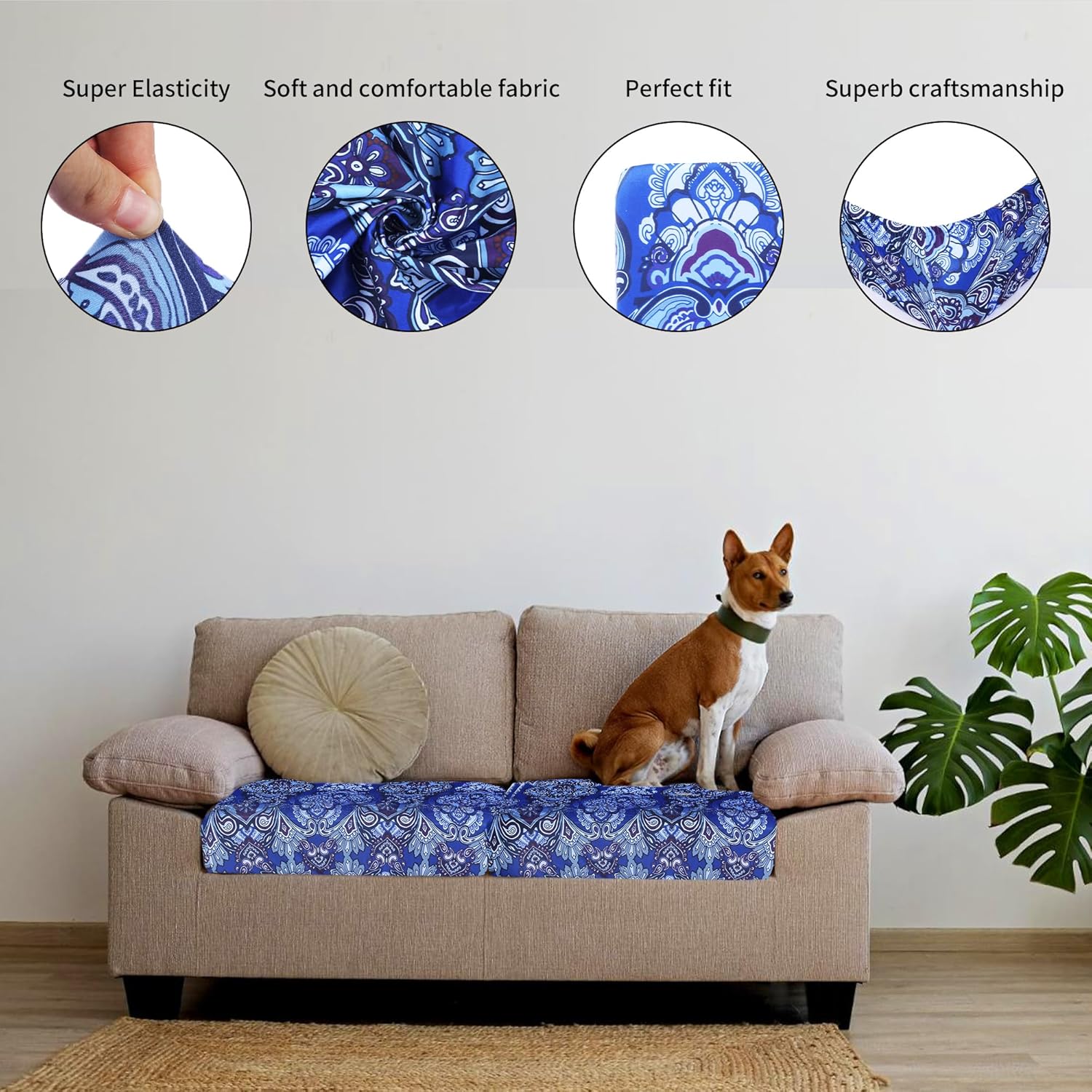 8Pcs Stretch Patio Cushion Covers-Outdoor Cushions Cover Replacement Yard Waterproof Sofa Cover