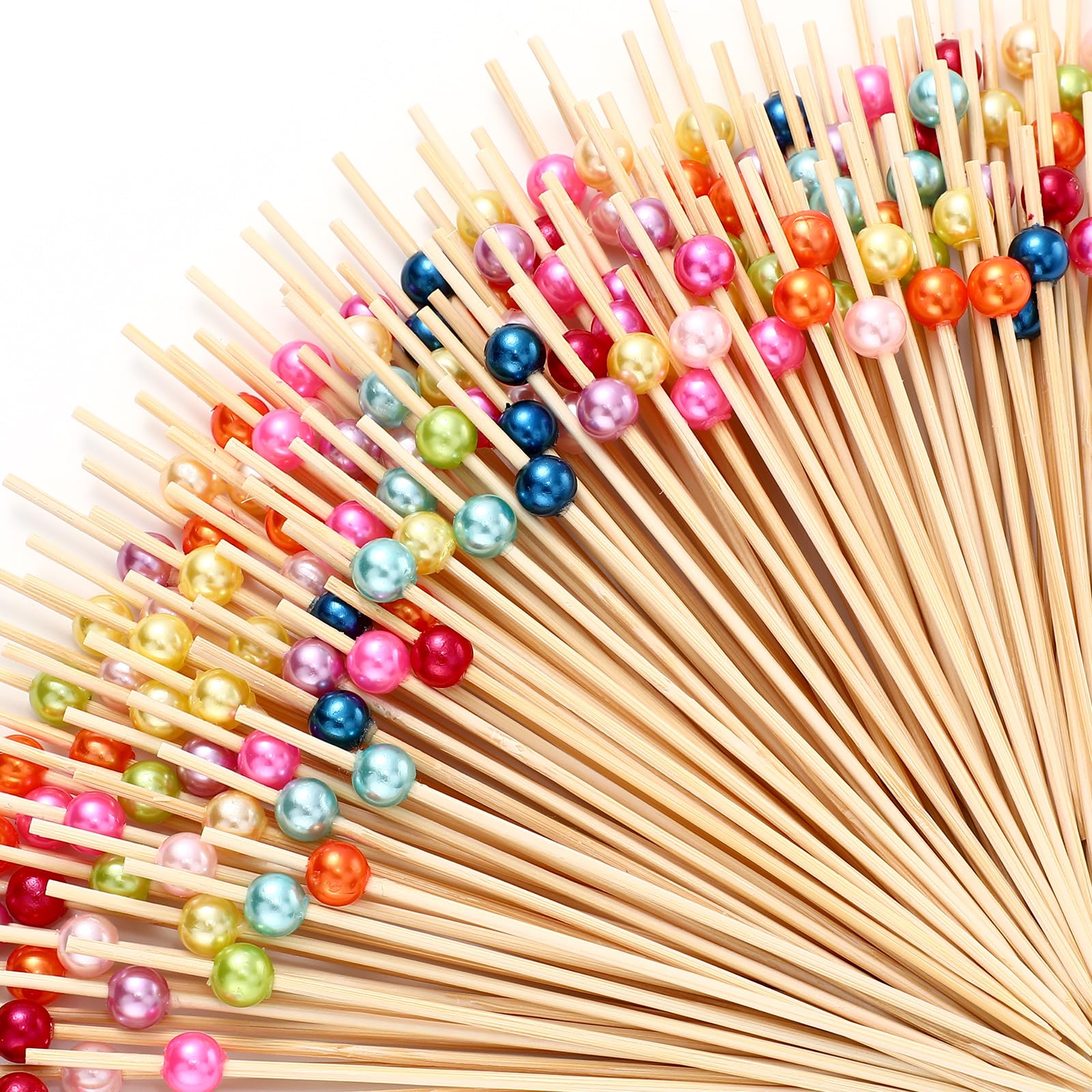 Reallnaive 600 Pcs Pearl Cocktail Picks 4.7Inch, 0.3" Bead, Colored