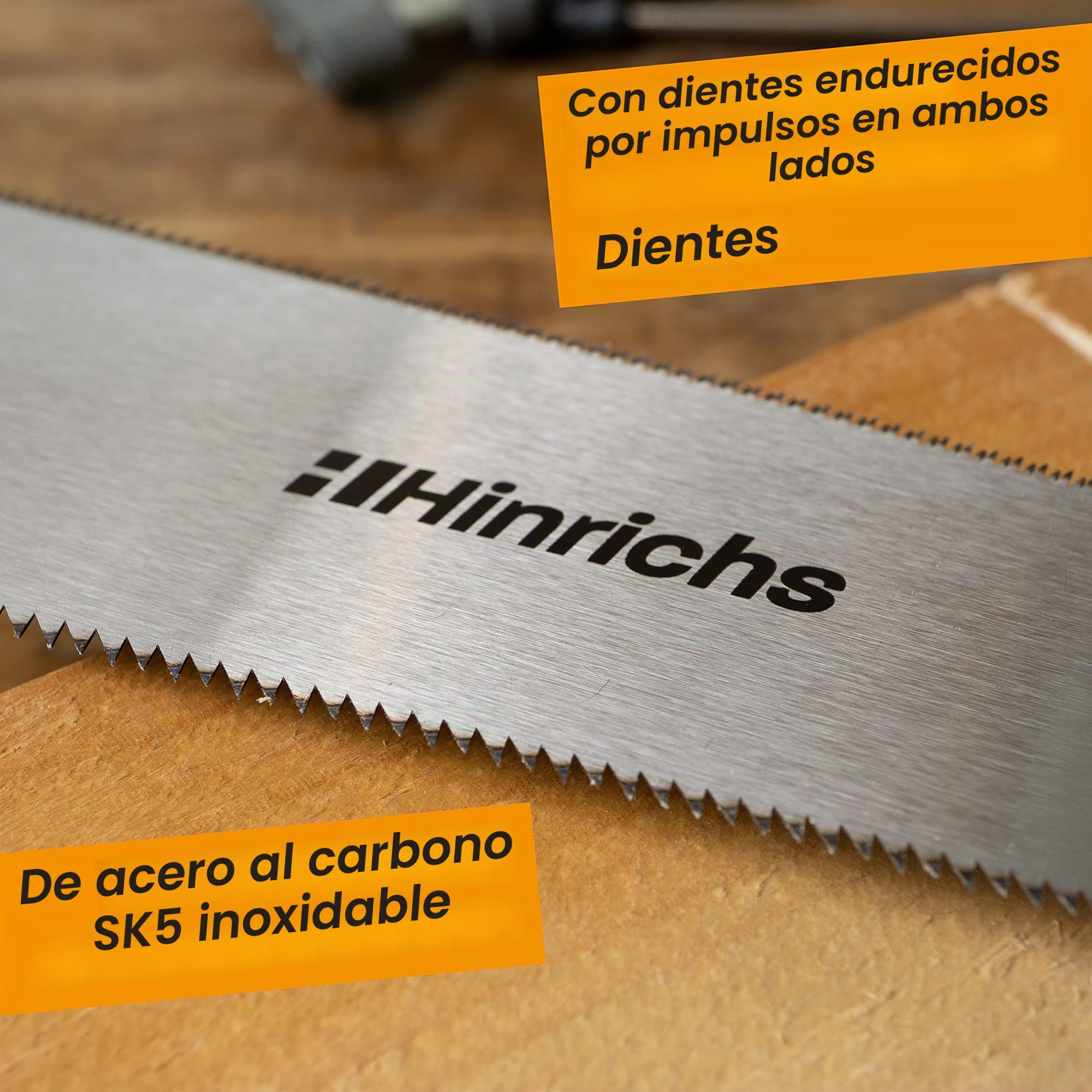 Hinrichs Sierra de Estilo Japonés Ryoba 25 cm - Sierra para Madera de Acero al Carbono - Serrucho de Doble Cara para Madera y Plástico - Sierra de Mano