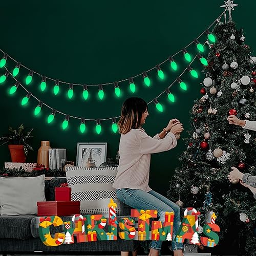 Miniatura 7 de Paquete de 25 bombillas de repuesto C7 verdes, bombillas LED C7 de Navidad para cadena de luces de Navidad, bombillas vintage E12 para luces de