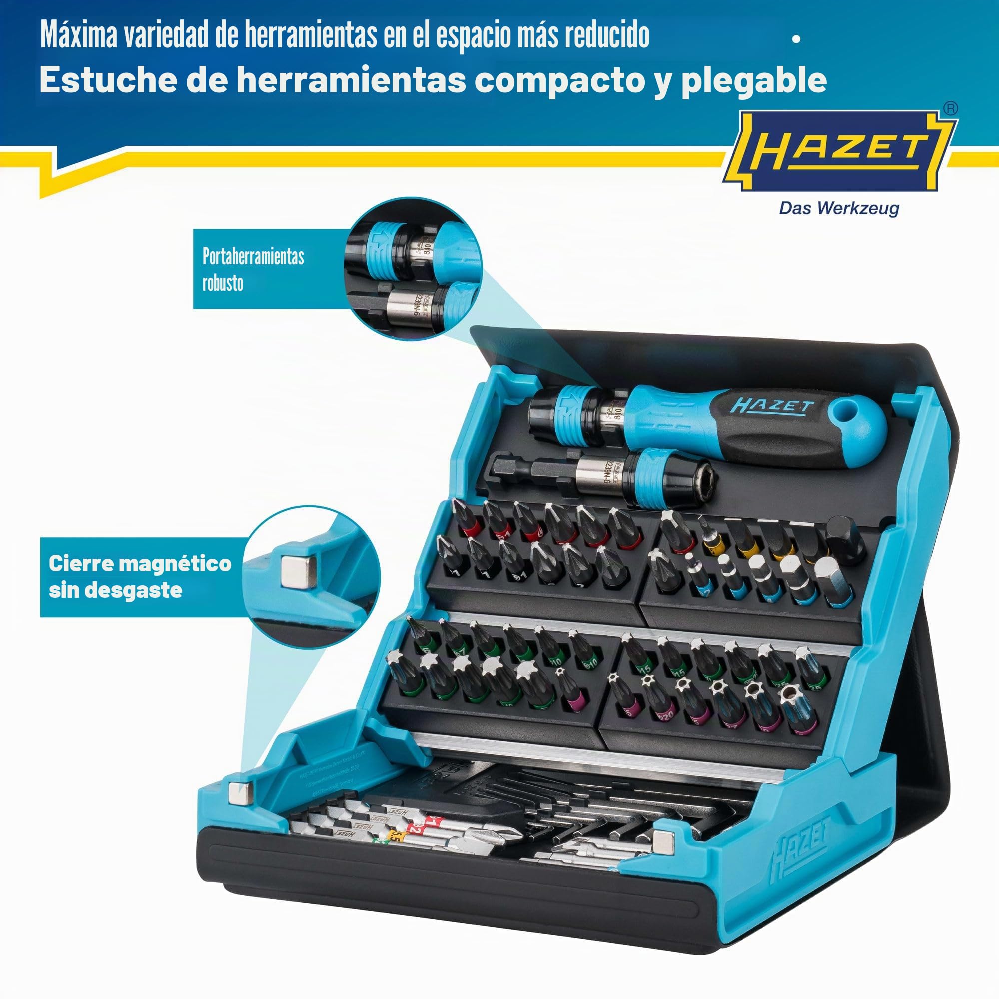 HAZET SmartCase juego de puntas 2200SC-1 I Juego de puntas de 69 piezas, accionamiento: hexagonal 6,3 mm (1/4 pulgada), para uso manual I maletín de herramientas móvil FABRICADO EN ALEMANIA