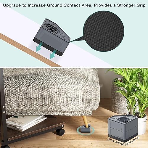 Miniatura 4 de SEISSO Almohadillas antivibración para lavadora, almohadillas antivibración antideslizantes y con cancelación de ruido, estabilizador de lavadora