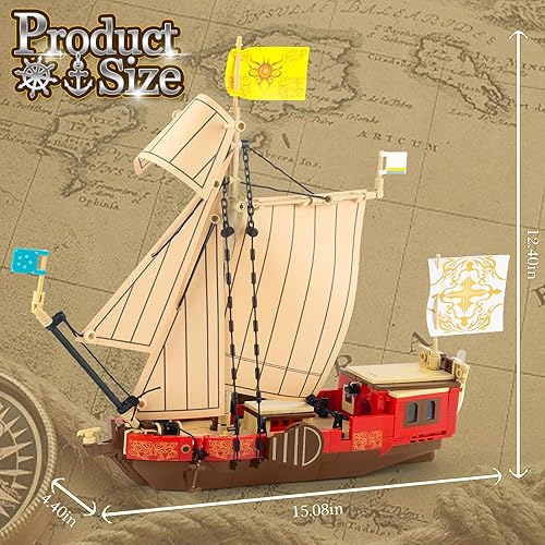 Miniatura 4 de Vziimo Juego de bloques de construcción de velero y barco para adultos, kit de modelo de velero holandés, juguetes de barco de construcción