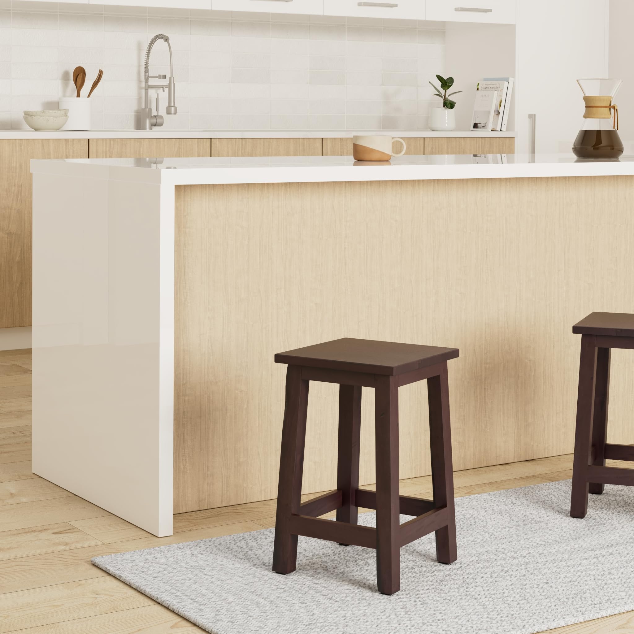 DESIGN DELIGHTS RUSTIKALER - Sgabello in legno Madero, 48 x 30 x 30 cm (altezza x larghezza x profondità), in legno riciclato, colore: 03 marrone scuro