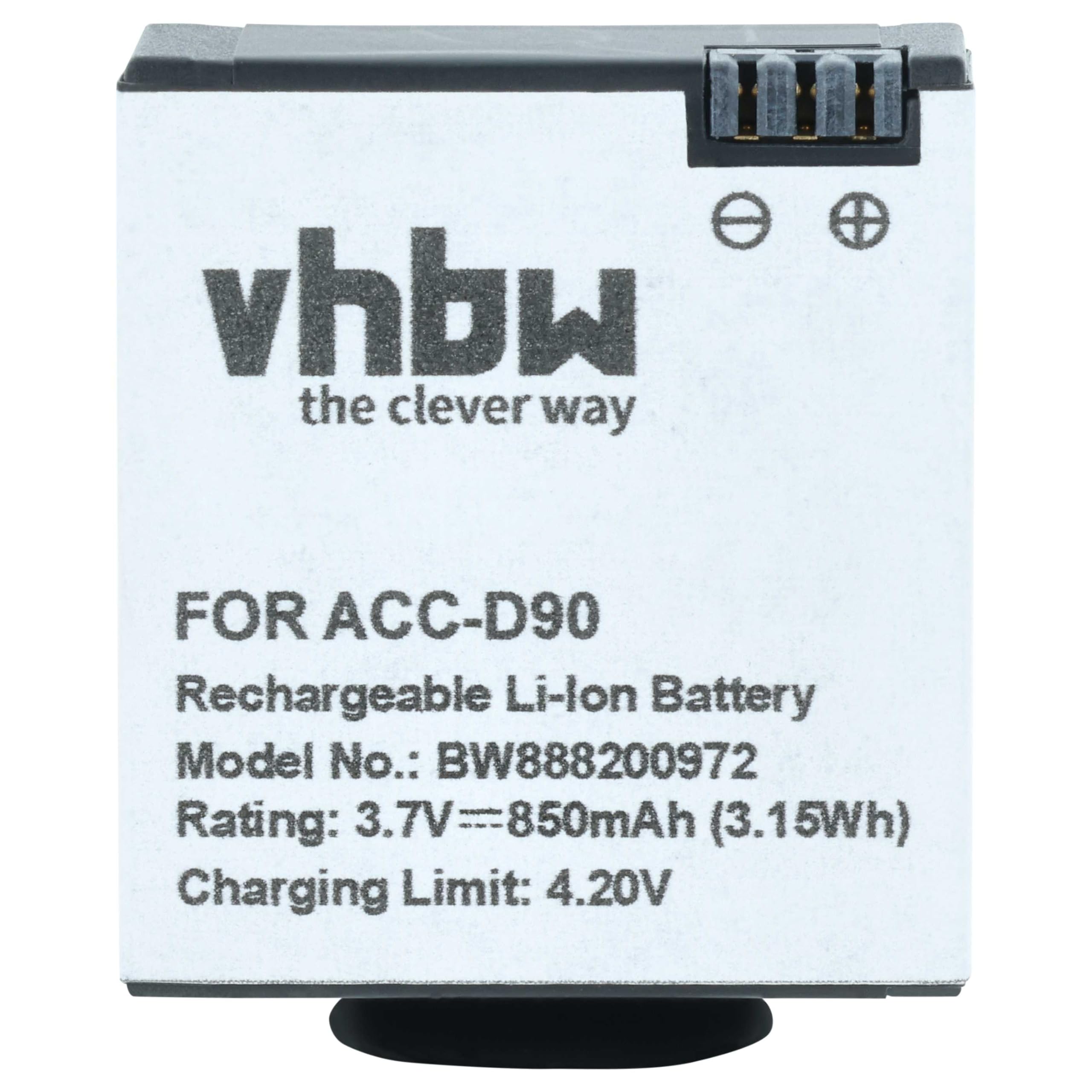 vhbw 3x batteria compatibile con AEE Lyfe Silver, Titan, S72 | mini fotocamera (850mAh, 3,7V, Li-Ion)
