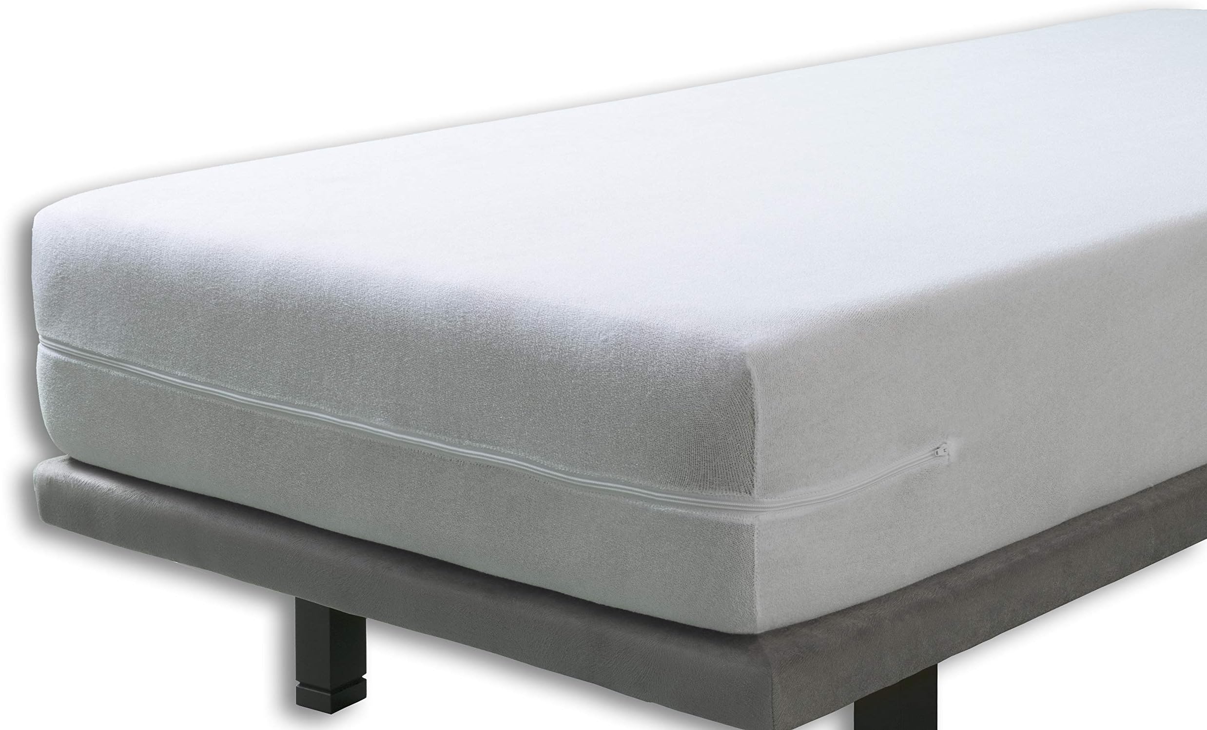Mattress Encasement Pack of 2 90x190/200cm Single Size Breathable Terry Towelling Cotton Zipped