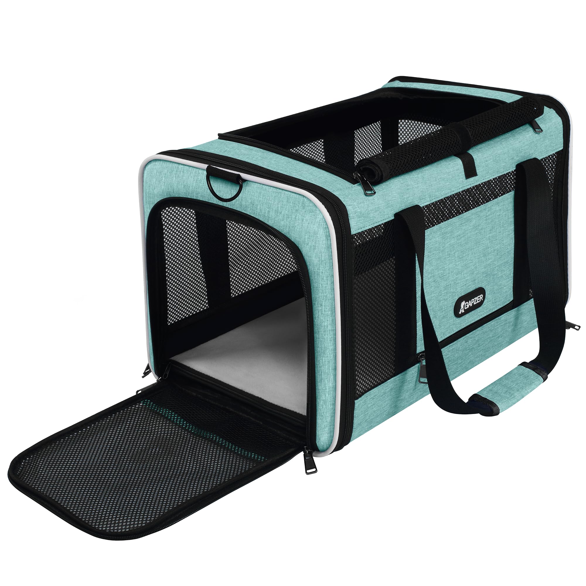 Cat Carrier 18"x11"x11" TSA Approved Ventilated Top Open Softsided Pet Air Travel Bag, Small Animal Basic Crate Shih Tzu Dog Kennel Carry Case, 4-Mesh-Side Kitty Carry on up to 20lbs Teal