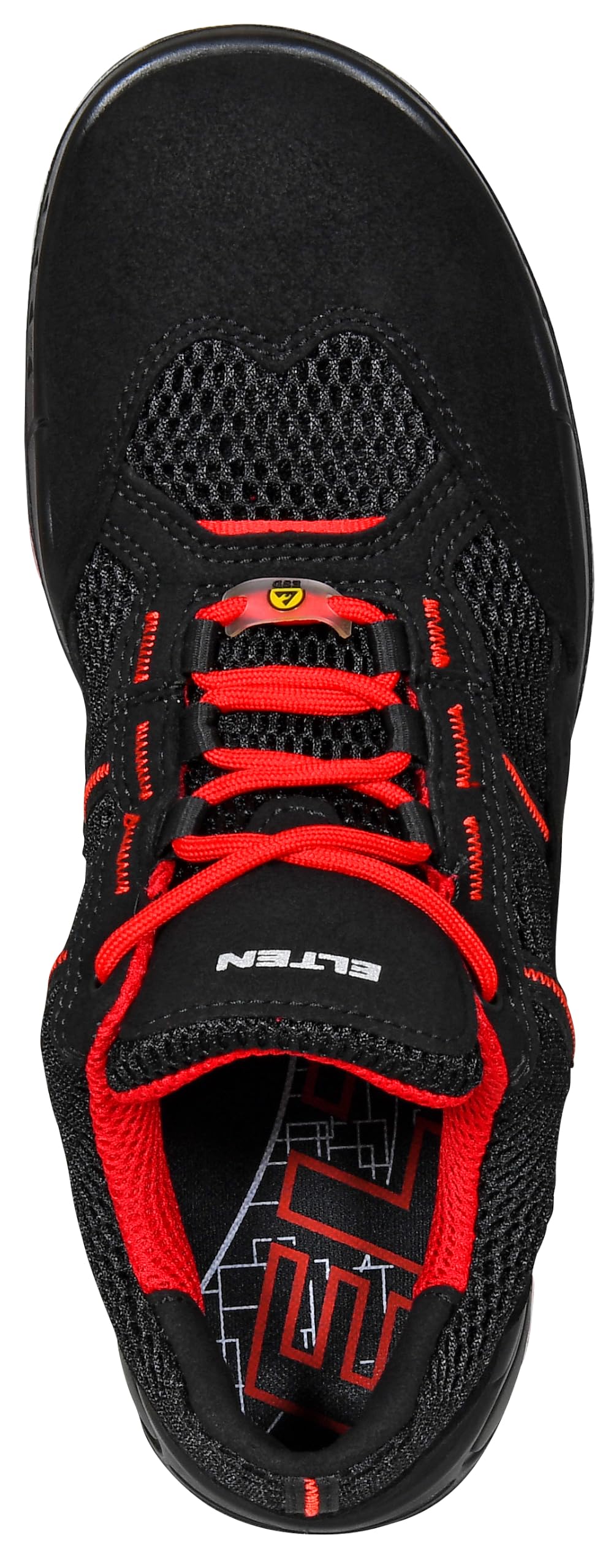 ELTEN Obuwie ochronne Motion Air ESD S1, męskie, sportowe, lekkie, czarne/czerwone, nasadka z tworzywa sztucznego - rozmiar 43