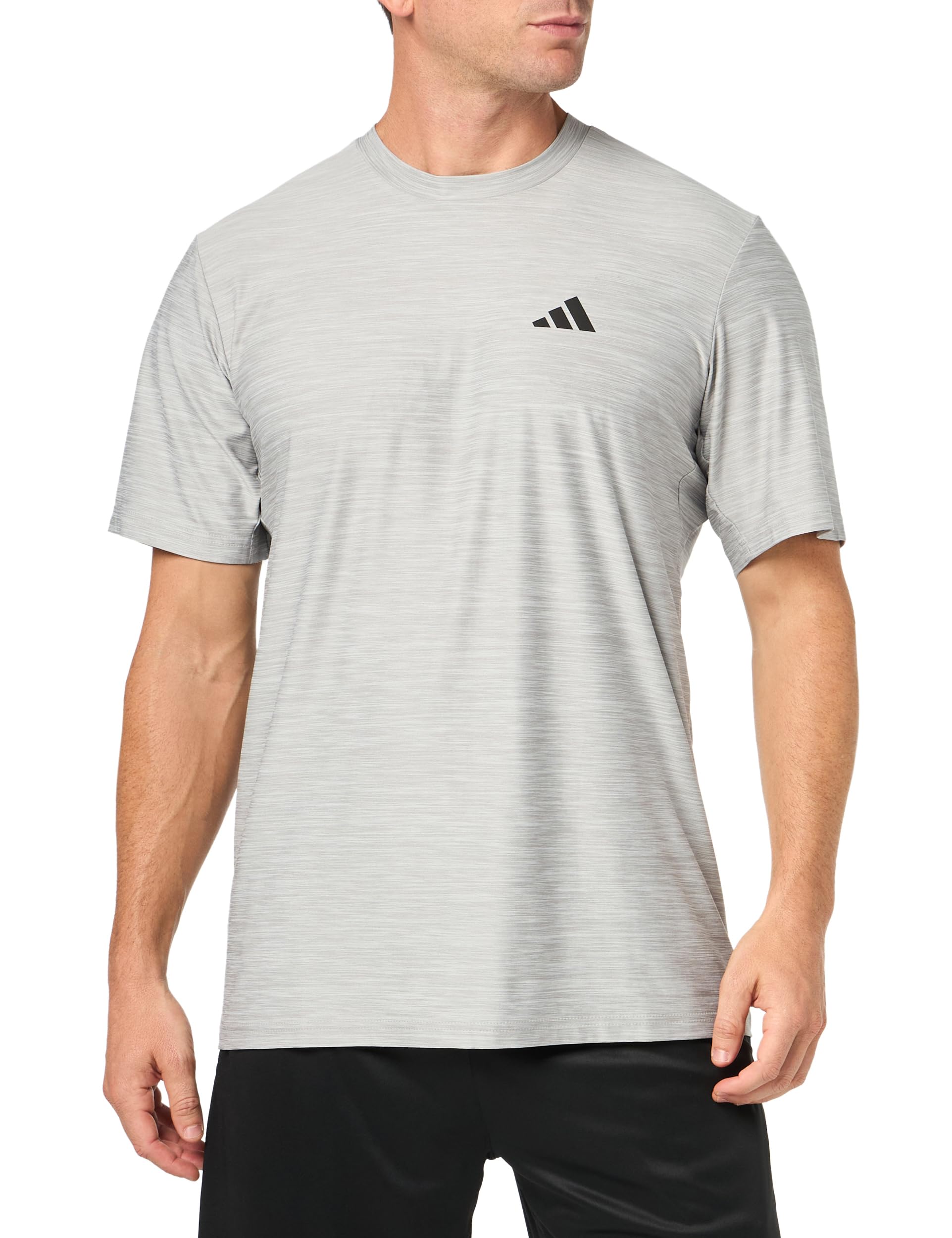 adidas Men's Essentials Stretch Training T-Shirt, Solid Grey/White/Black, M Tall