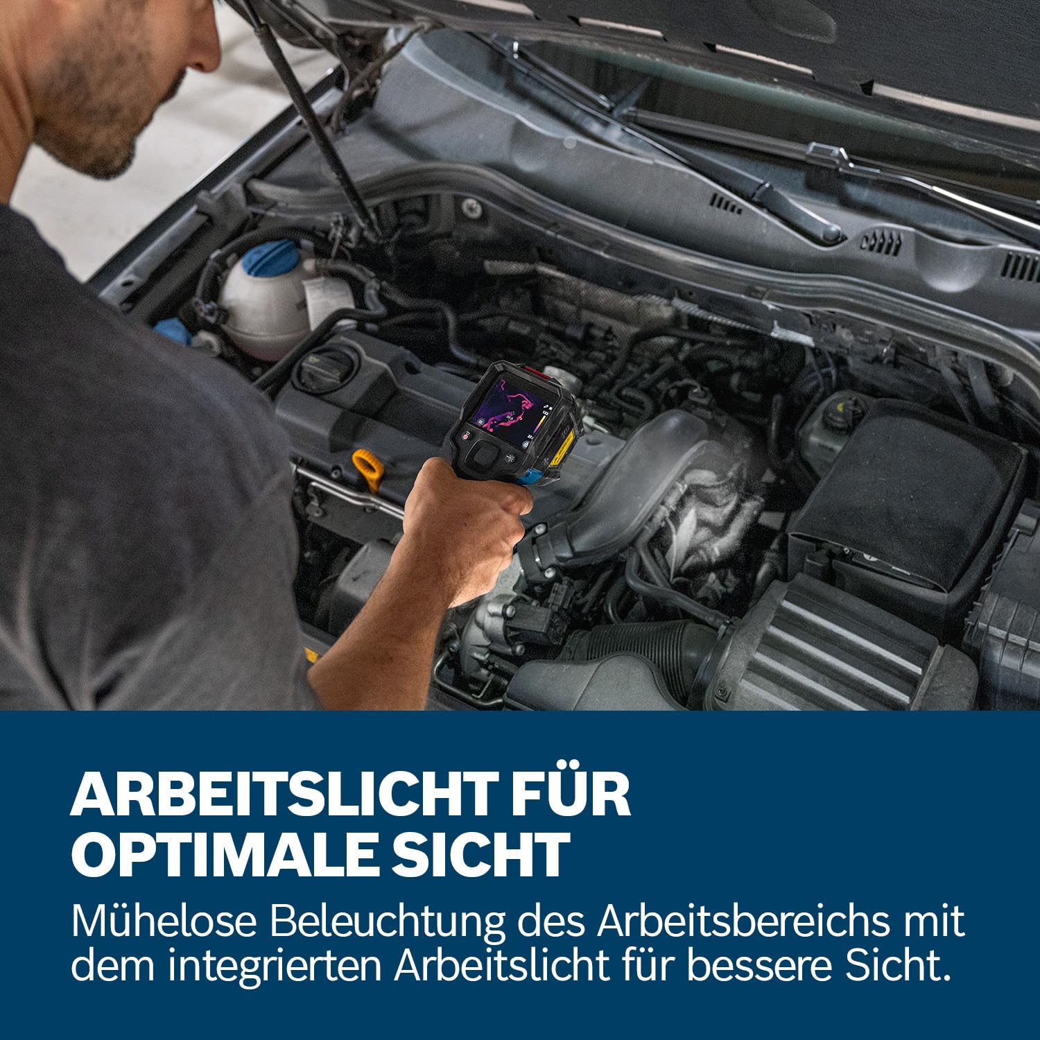 Bosch Professional Wärmebildkamera GTC 12V-450-13 (256x192 px Auflösung, -20°C bis +450 °C, Dual-Stromquelle, AA1 Batterieadapter, 4x 1,5 V LR6 AA, Tasche, USB-C Kabel, Faltbox)