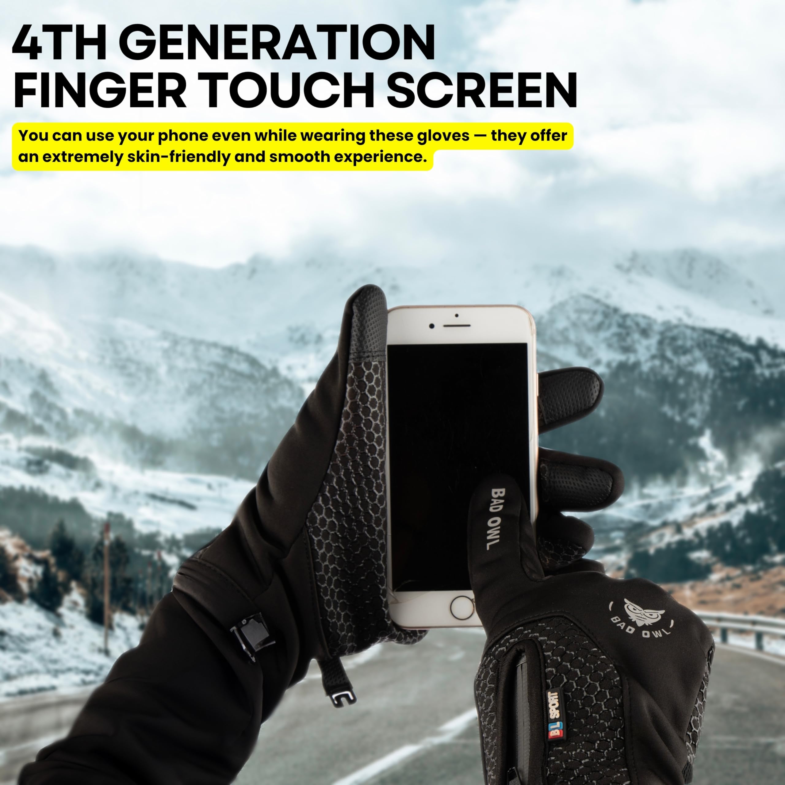 BADOWL Storm Safe Winter Gloves for Men & Women with Superior Grip | Thermal Insulation | Lightweight Build | Snow & Water Resistance | Cold Weather Riding Gloves 3