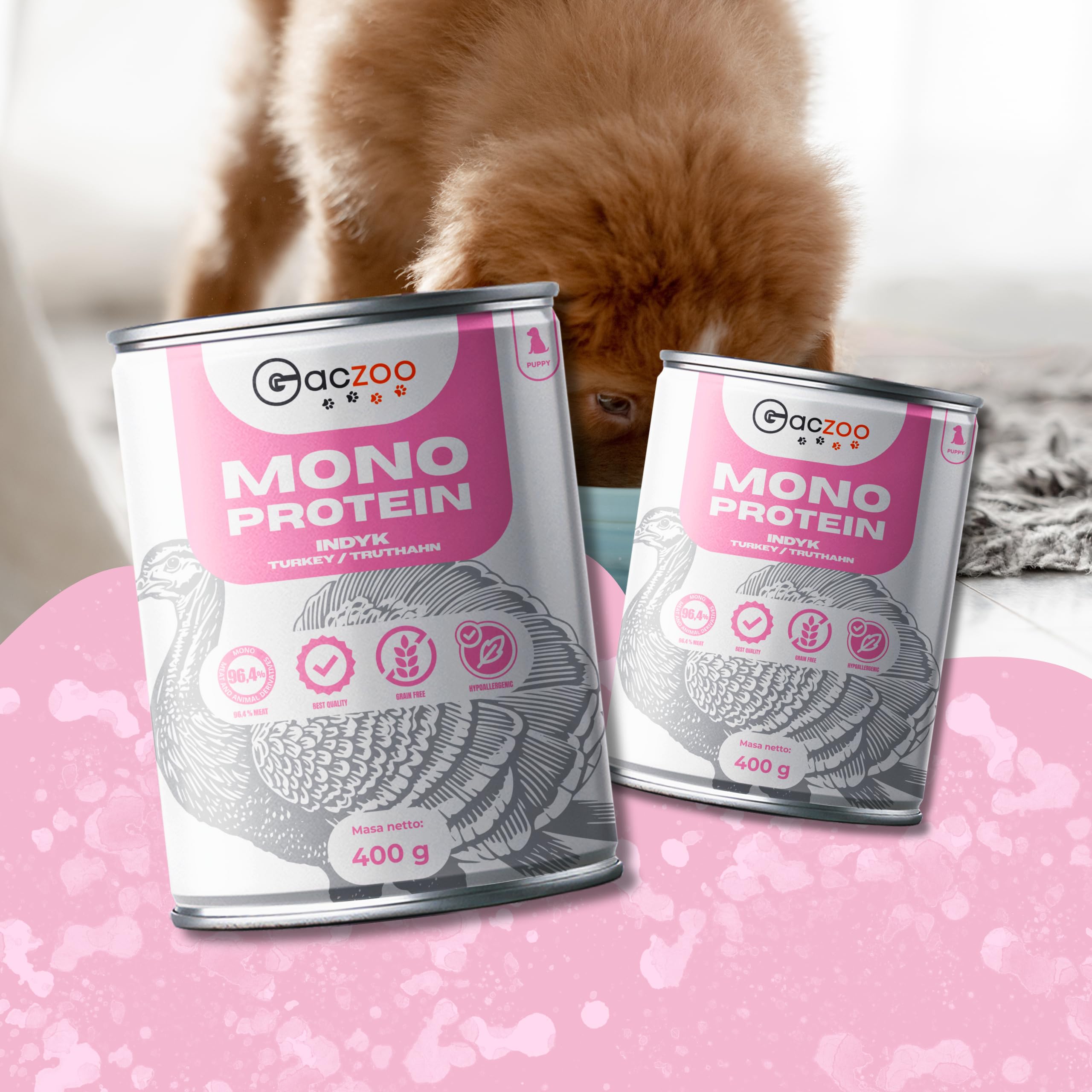 Hundefutter Nass - Hypoallergenes Welpen Nassfutter - Pute - Welpenfutter Getreidefrei, Single Protein - Leicht Verdaulich, für empfindliche Hunde - Mono Protein Ultra 12 Dosen