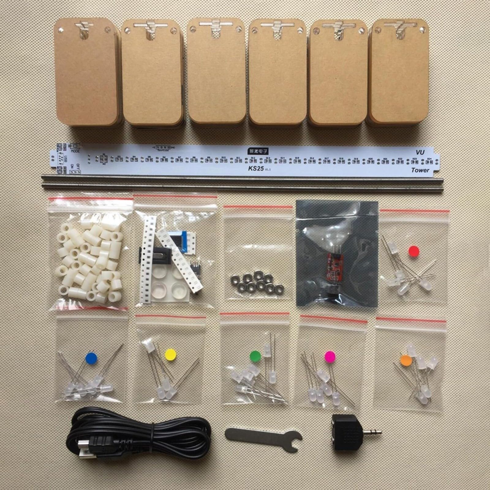KS25 LED Music Analyzer Kit, 16-Segment VU Meter mit 8 Anzeigemodi, Audio Visualizer für Elektronik Hobbyisten