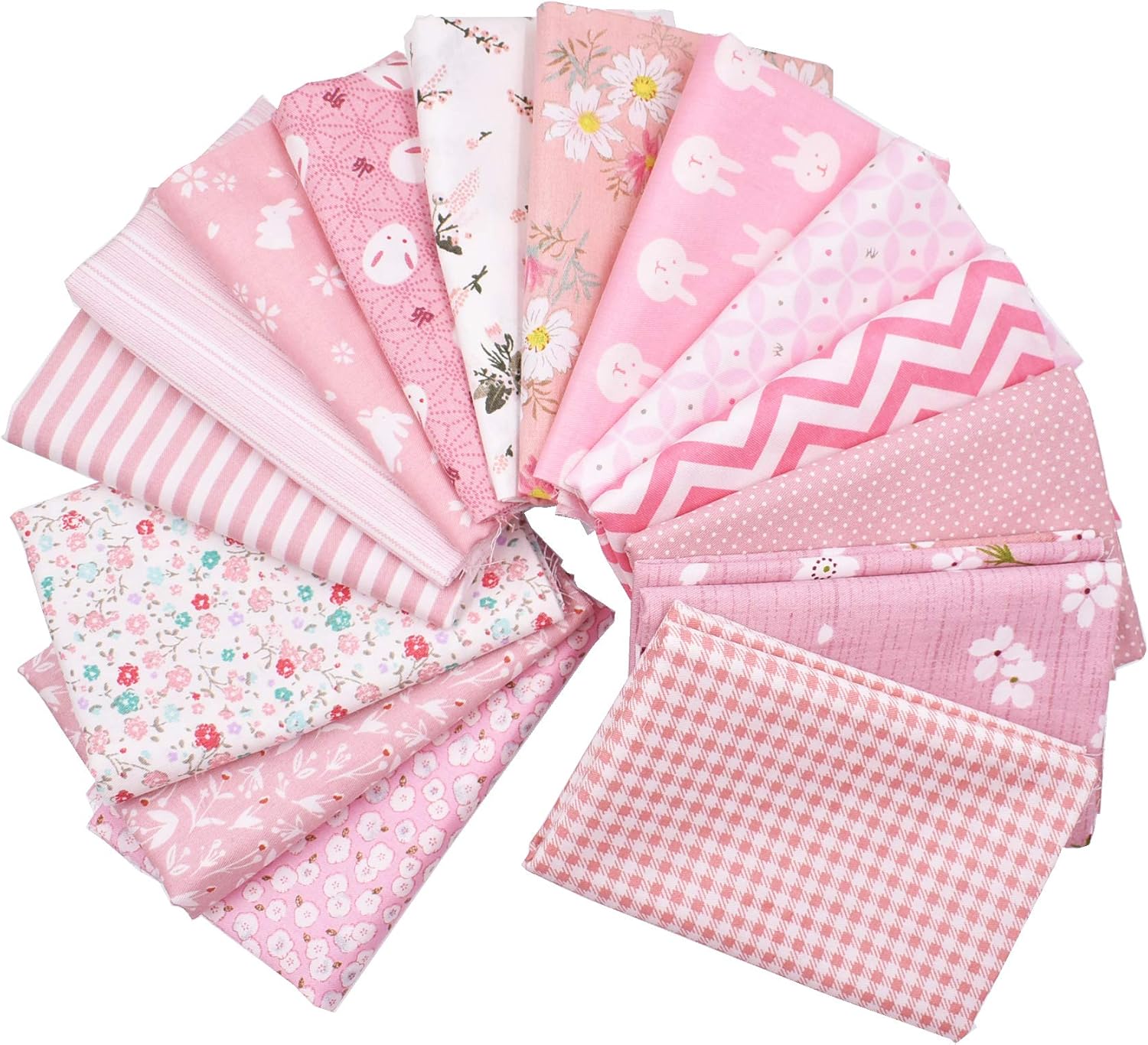 15PCS 48cmX48cm Cherry Pink Patchwork Fabric Bundle Squares Quilting Scrapbooking Sewing Art Craft Beds Curtains Pillows Pajamas Making Fabric