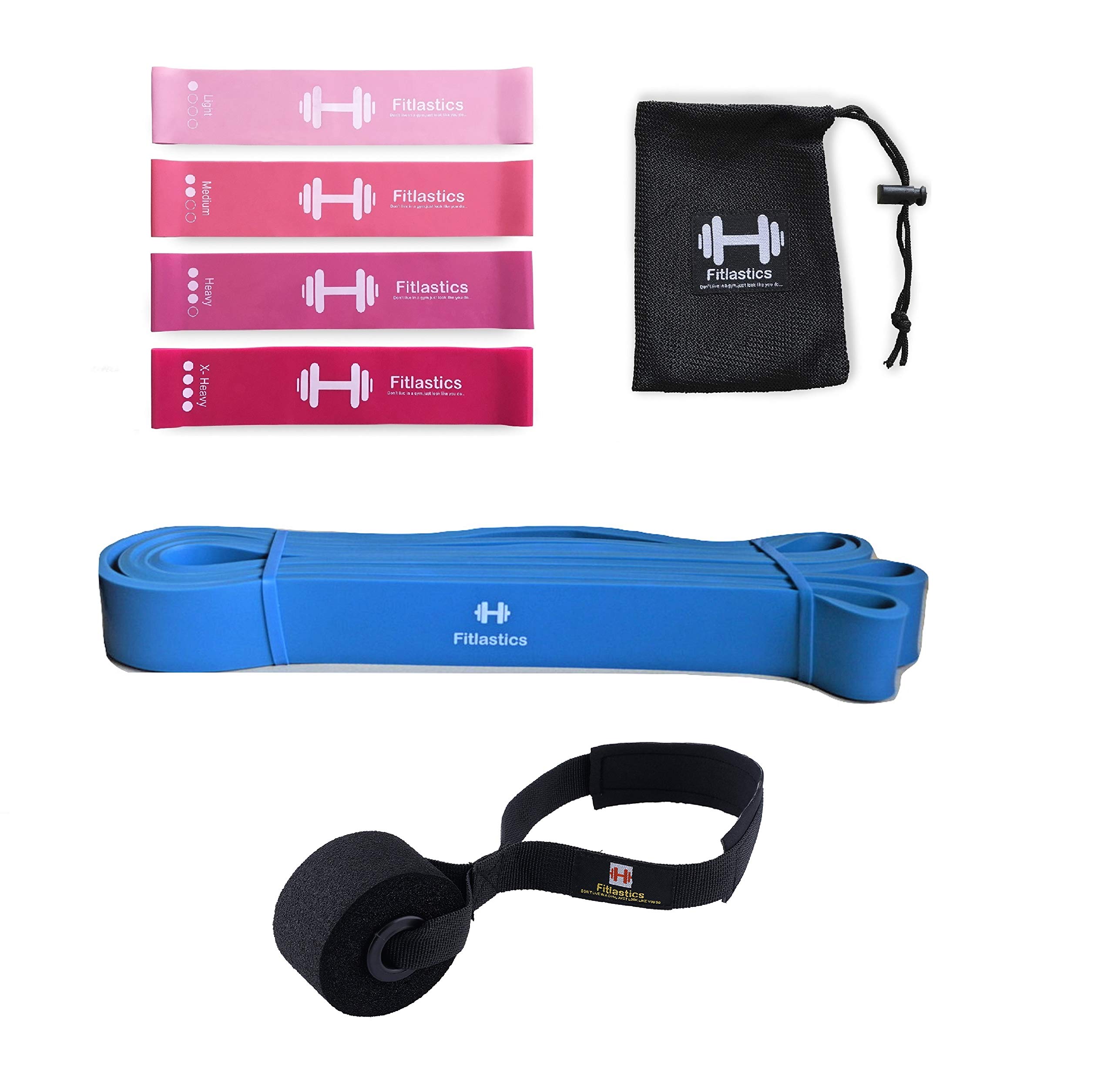Fitlastics Resistance Loop Bands Set for Squats, Stretching, Strength Training Exercises, HIPS & Glutes Heavy Workouts for Men & Women (Pink Loop + Blue Pullup Band Combo) (B08ZJQMFFD) Amazon Price History, Amazon Price Tracker