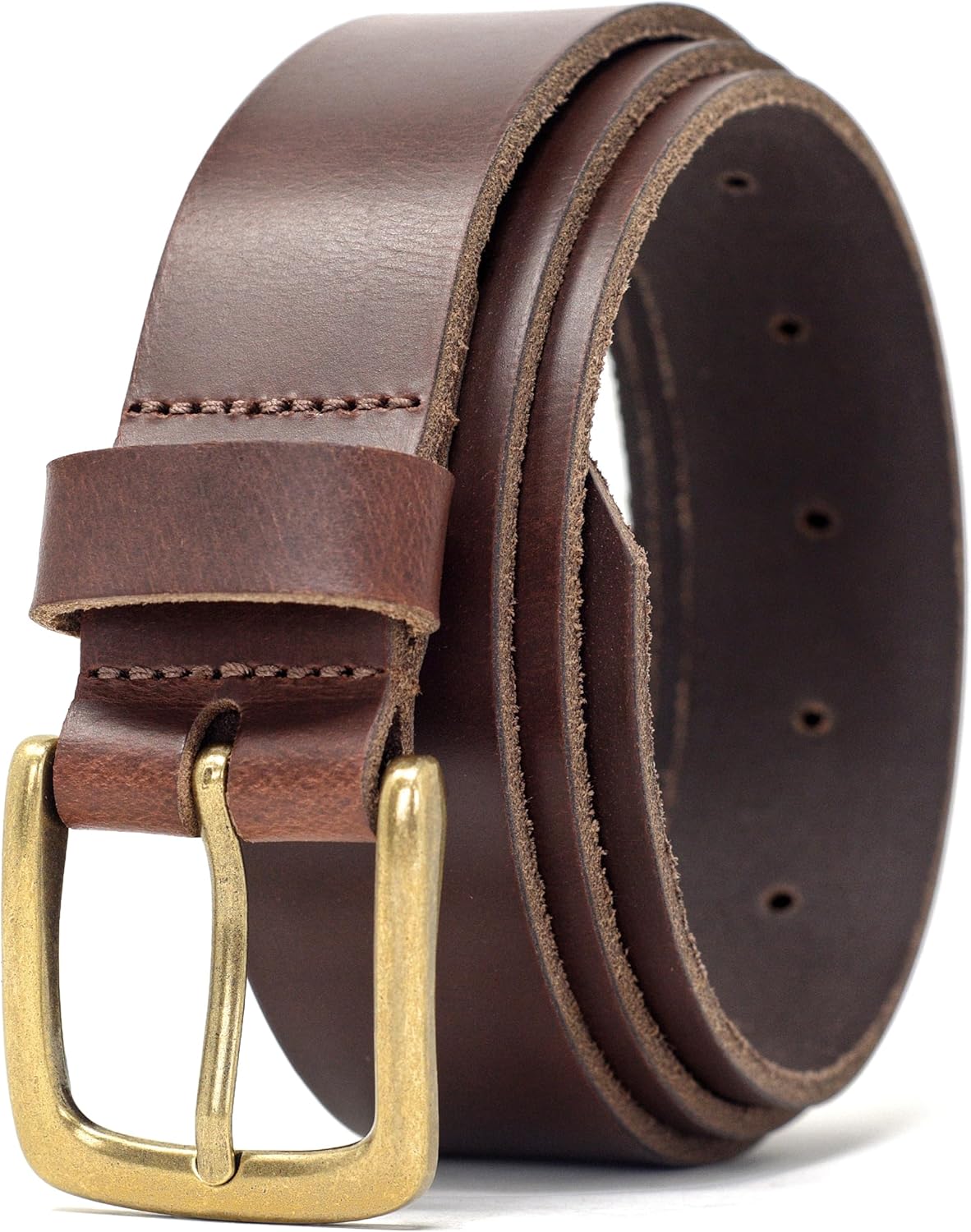 Ashford Ridge Made in England 34mm Full Hide Leather Belt with Brass Colour Buckle