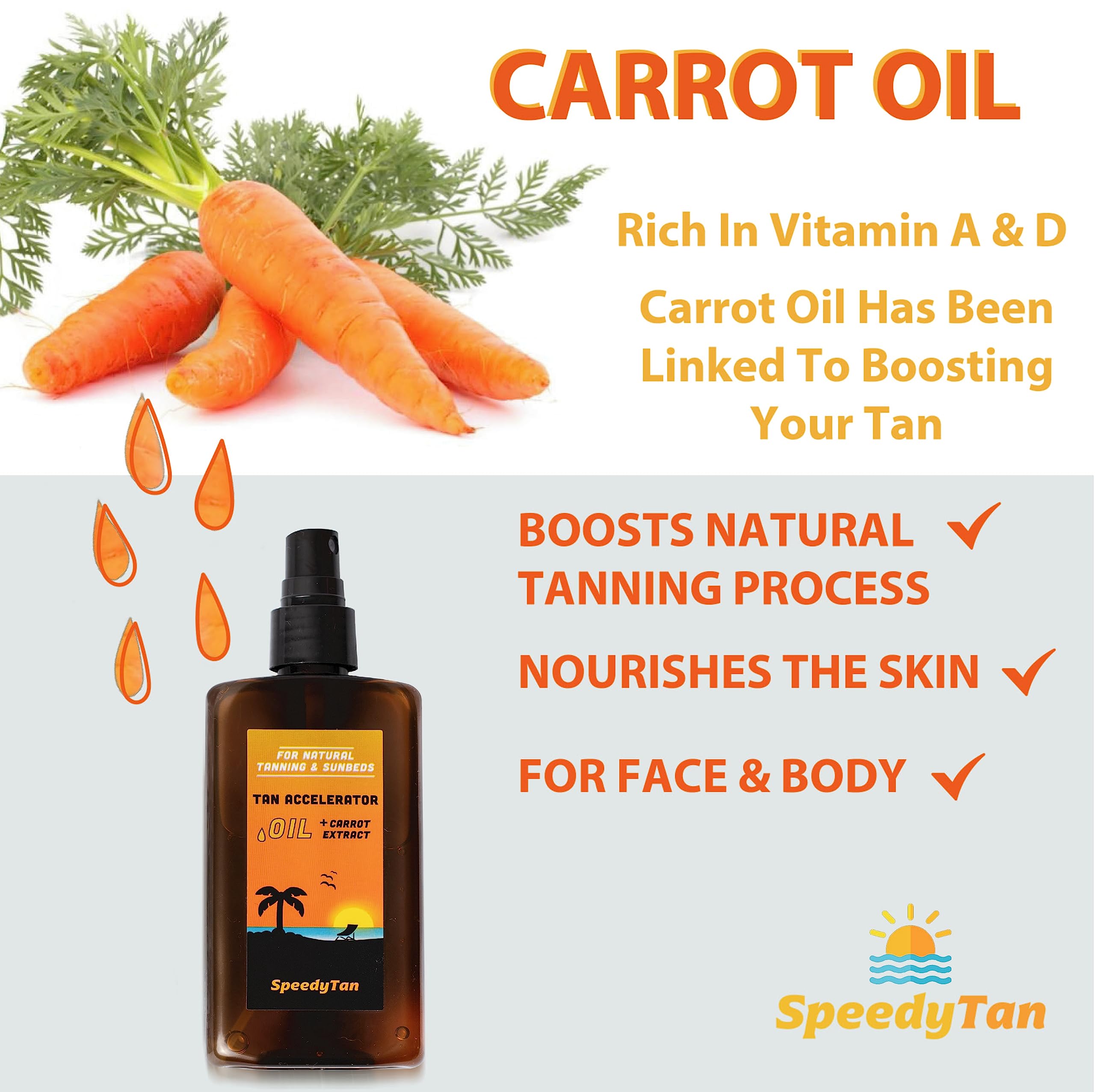 Premium Tan Accelerator Tanning Oil, For Sunbed Use & Natural Tanning, Natural Tanning Accelerator With Carrot Extract - Image 4