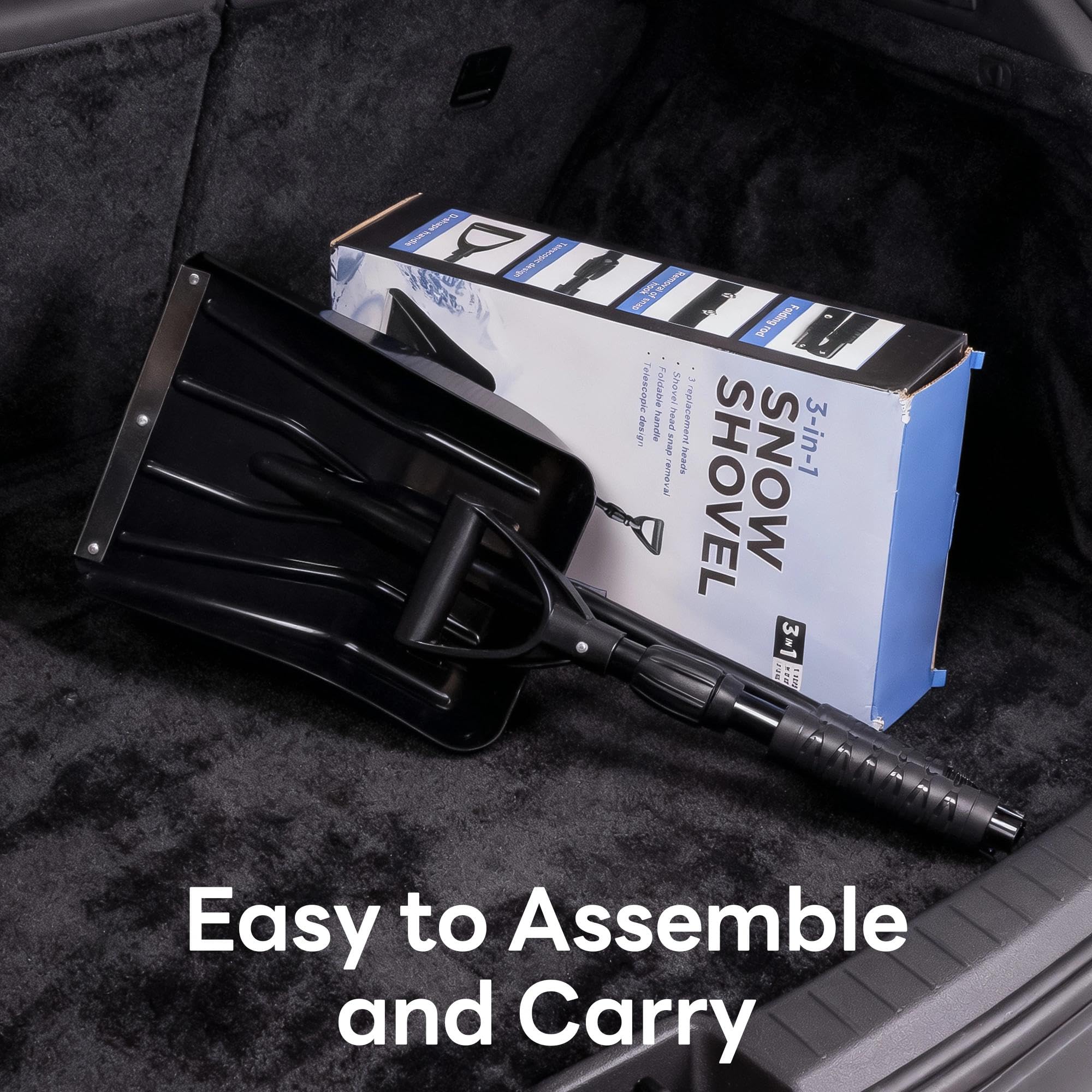 Deecam Pelle à neige extensible pour voiture, accessoires de voiture d'hiver et kits essentiels - Brosse à neige amovible avec tête rotative à 360° / pelle / grattoir à glace pour voitures, camions