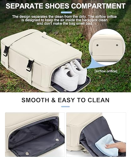 Miniatura 4 de VECAVE Mochila de viaje para laptop, mochila aprobada para vuelos,Mochila deportiva para universidad casual, E-beige-3, Mochila casual