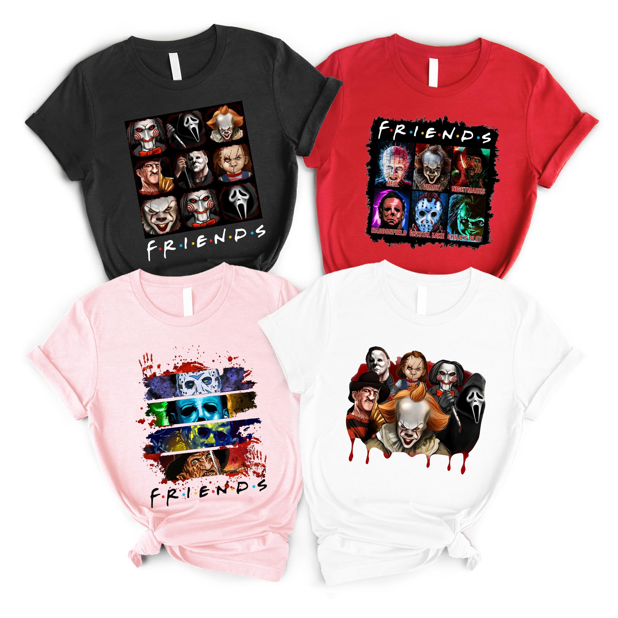 HandmadeHorror Movies Halloween T-Shirt Michael Myers Scary Characters Graphic Tees, Halloween Chucky T Shirt