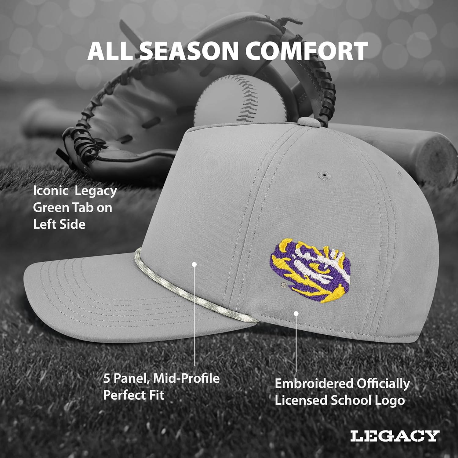 Legacy NCAA Officially Licensed Rope Hat, Lightweight Cap for Men & Women, Caddy, One Size Fits Most, Snapback Closure - Image 4