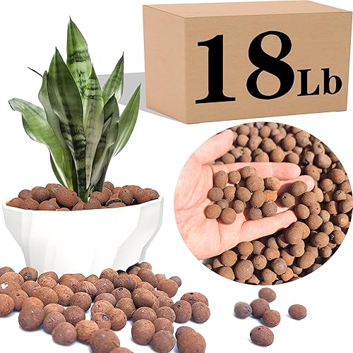 Voulosimi Clay Pebbles - Rocas hidropónicas orgánicas de cerámica para horticultura, orquídeas, drenaje (18 libras)