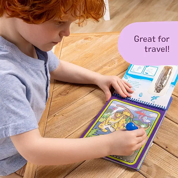 Melissa & Doug On The Go Water Wow! Mess Free Coloring Book, Reusable Water-Reveal Activity Pad, Dinosaurs, Travel Toys, Party Favors, for Toddlers & Kids Ages 3+ 5