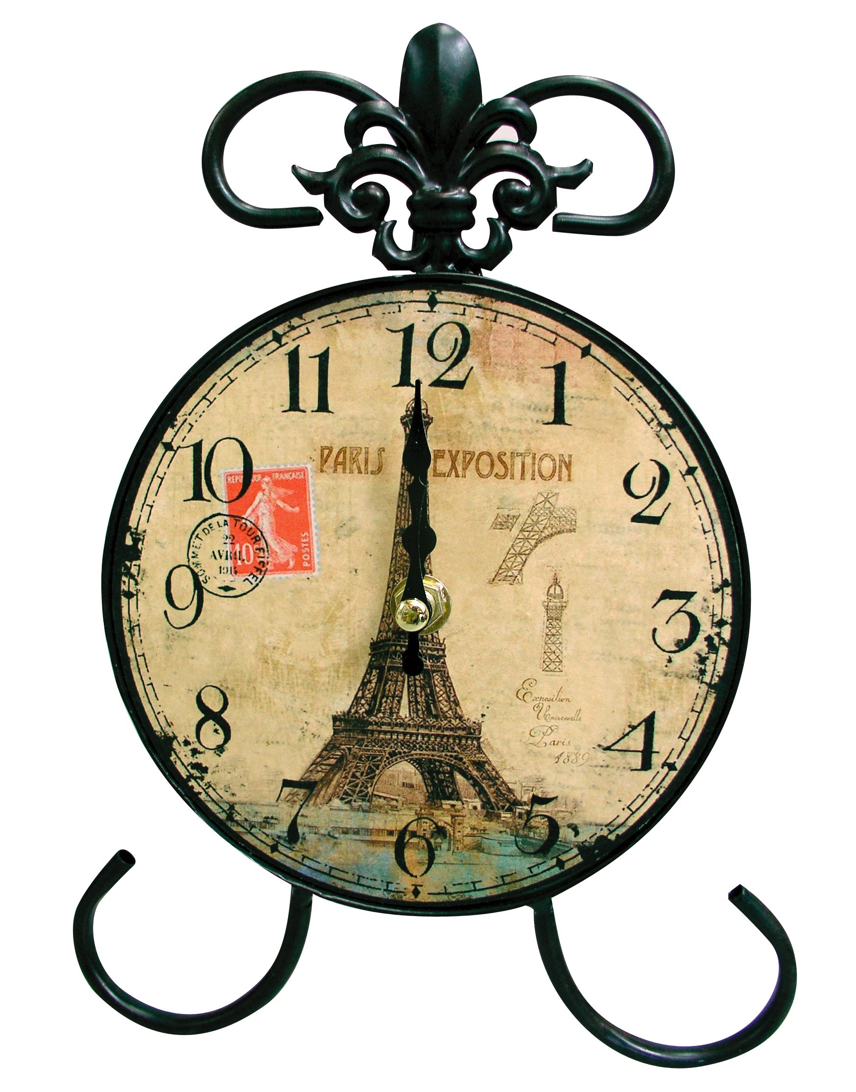 アイアン調　スタンド型時計 Amazon.co.jp: ハットトリック 置時計 アイアン スタンド クロック