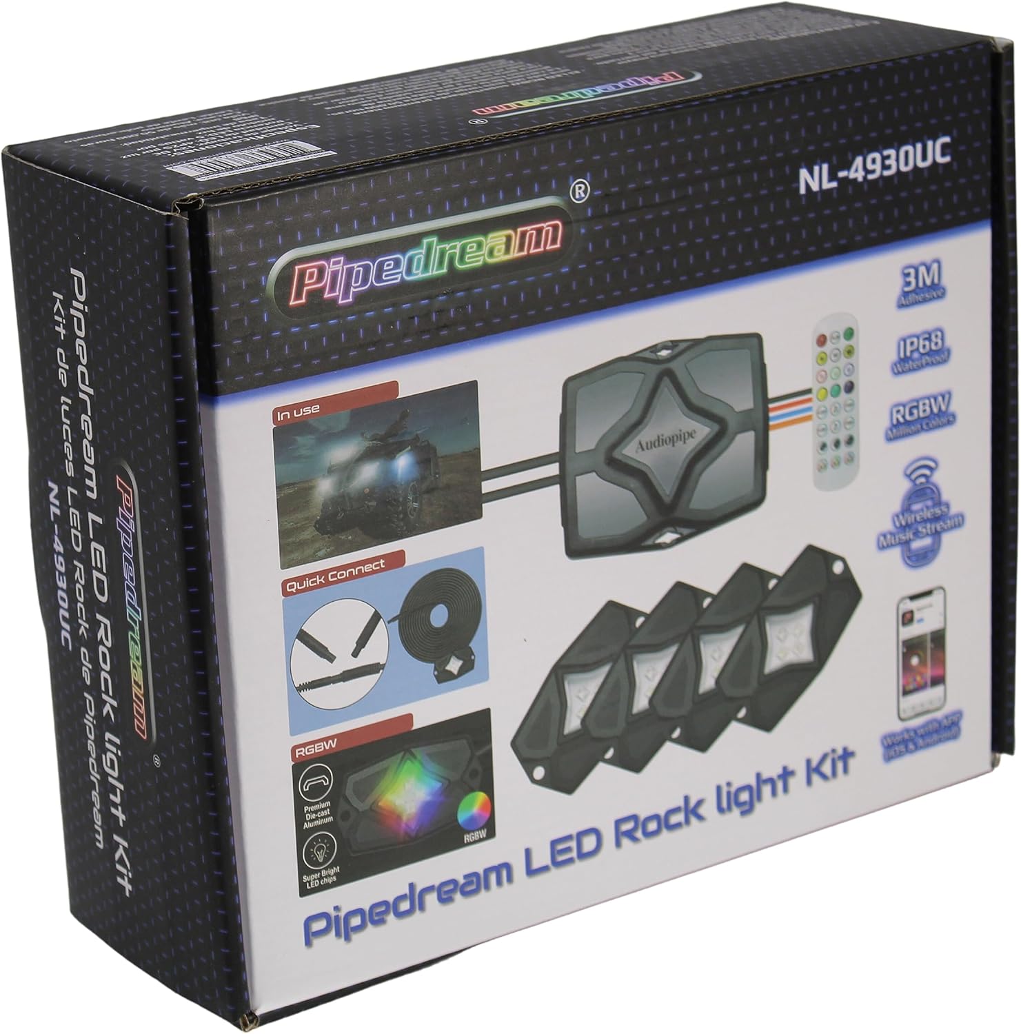 Audiopipe Pipedream Waterproof RGBW LED Rock Light Kit NL-4930UC