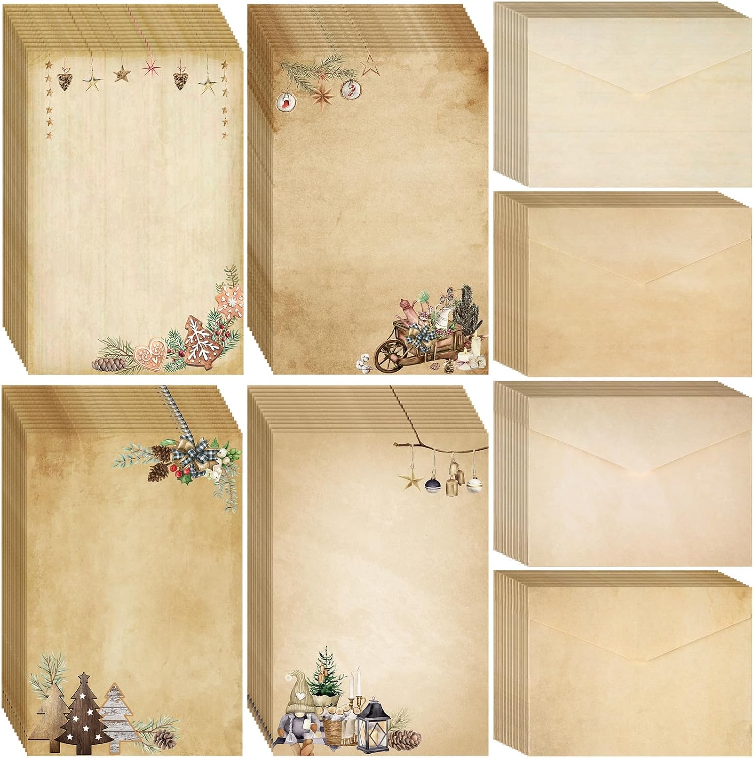 Fullhawl 96 Packs Vintage Christmas Stationery Paper and