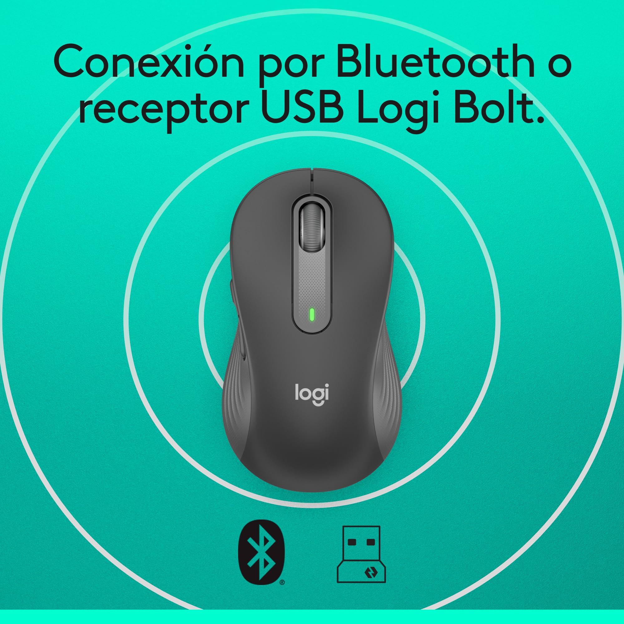 Logitech Signature M650 L ratón inalámbrico de tamaño Normal - para Manos Grandes, 2 años de Pila, clics silenciosos, Botones Personalizables, Bluetooth, PC/Mac/multidispositivo/Chromebook - Grafito