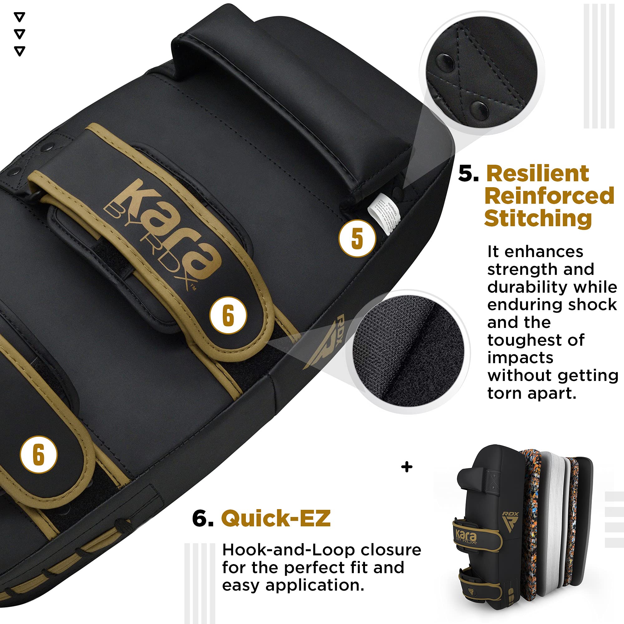 RDX Pao Boxe Thai Incurvé Bouclier de Frappe Kick boxing, MuayThai Poignée Solide, Strike Shield Pad Maya Hide Cuir Pattes d'ours pour MMA Entraînement, Arts Martiaux, Taekwondo, Sports de Combat NOIR