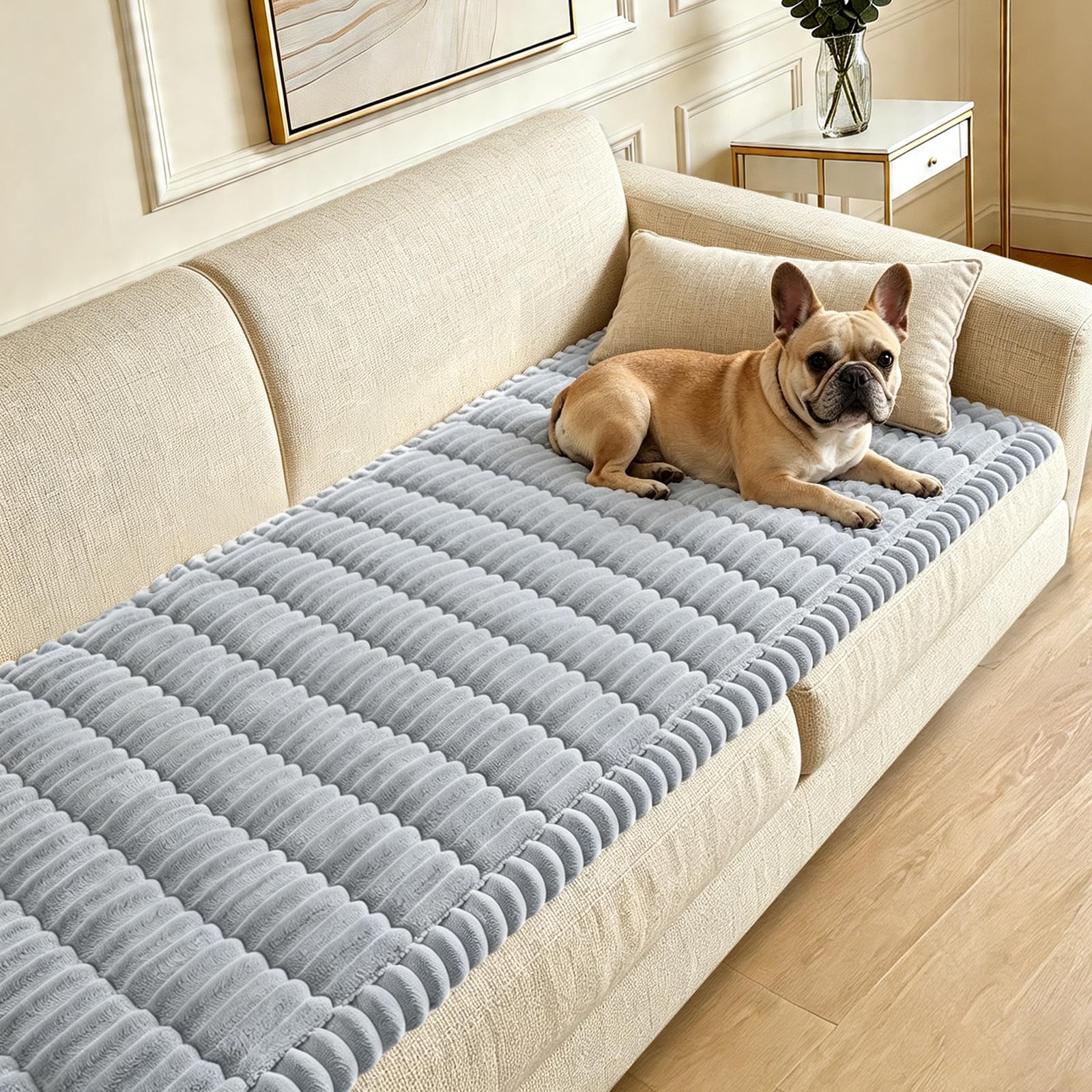 Photo 1 of Couch Cover for Dogs Washable,Non Slip Fuzzy Durable Couch Covers for 3 Cushion Sofa Pet Friendly Sofa Cover Dog Thick Soft Slipcovers Protector Couches Mat Bed (Light Grey 27.6 " x 70.9"/70 x 180cm)