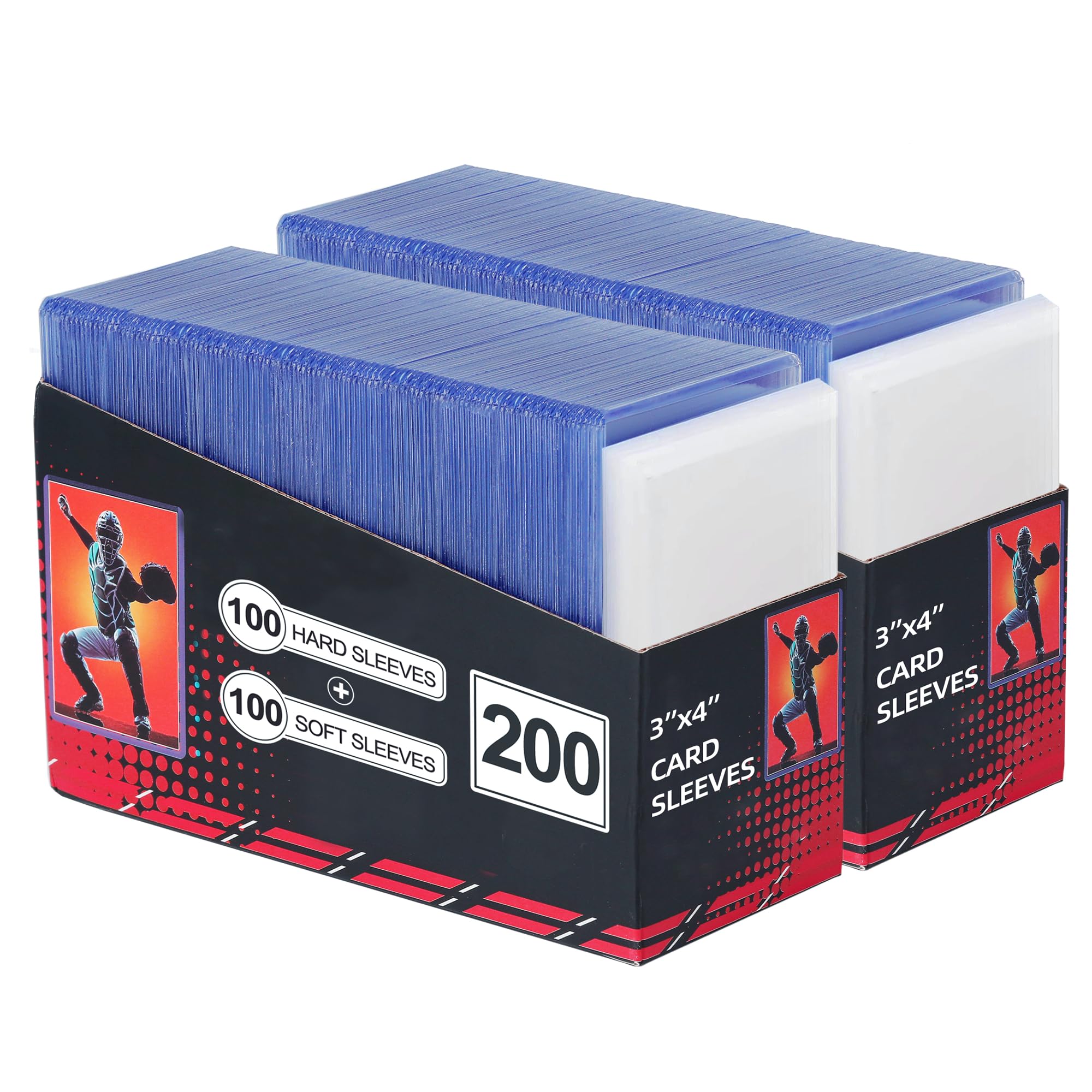 400 Kartenhüllen, Top-Loads für Karten, Toploads für Karten, 7,6 x 10,2 cm, Baseball-Kartenschutz, Hartplastik-Kartenhalter für den Handel mit Sport, Fußball, Spielkarten (200 harte Hüllen + 200