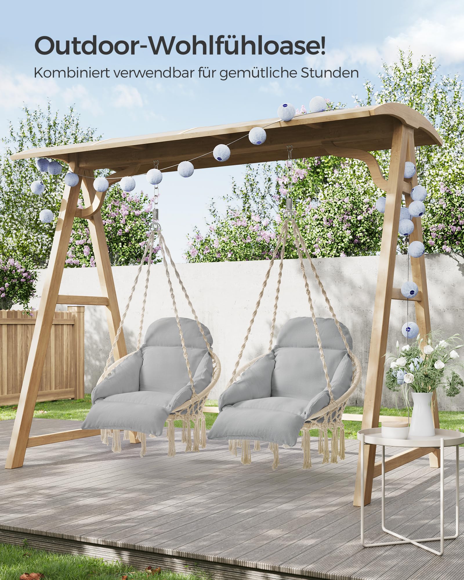 SONGMICS Hängesessel, Dickes Kissen, bis 120 kg belastbar