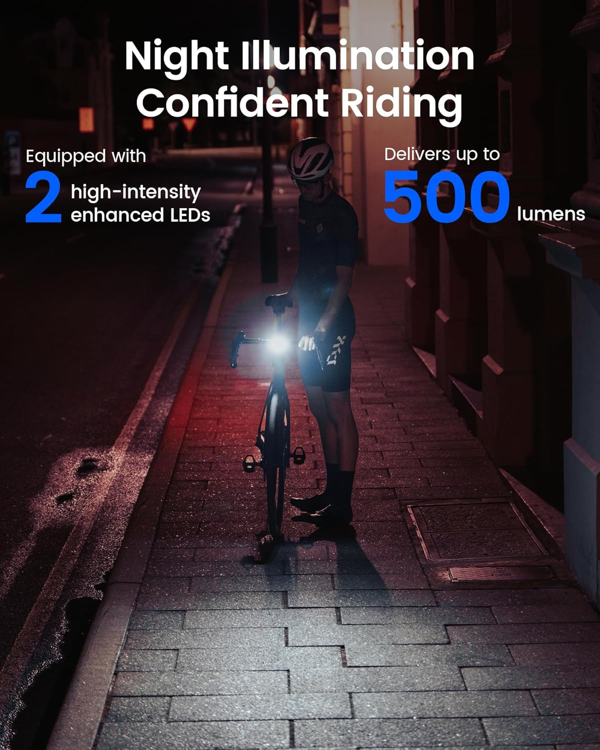 RAVEMEN FR500 Bike Front Light for Night Daytime Riding, Compatible with Garmin/Wahoo Computers, 6 Modes, Auto On/Off, Side Visible, USB-C Rechargeable & Output Bicycle Headlight for Road Urban Biking - Image 2